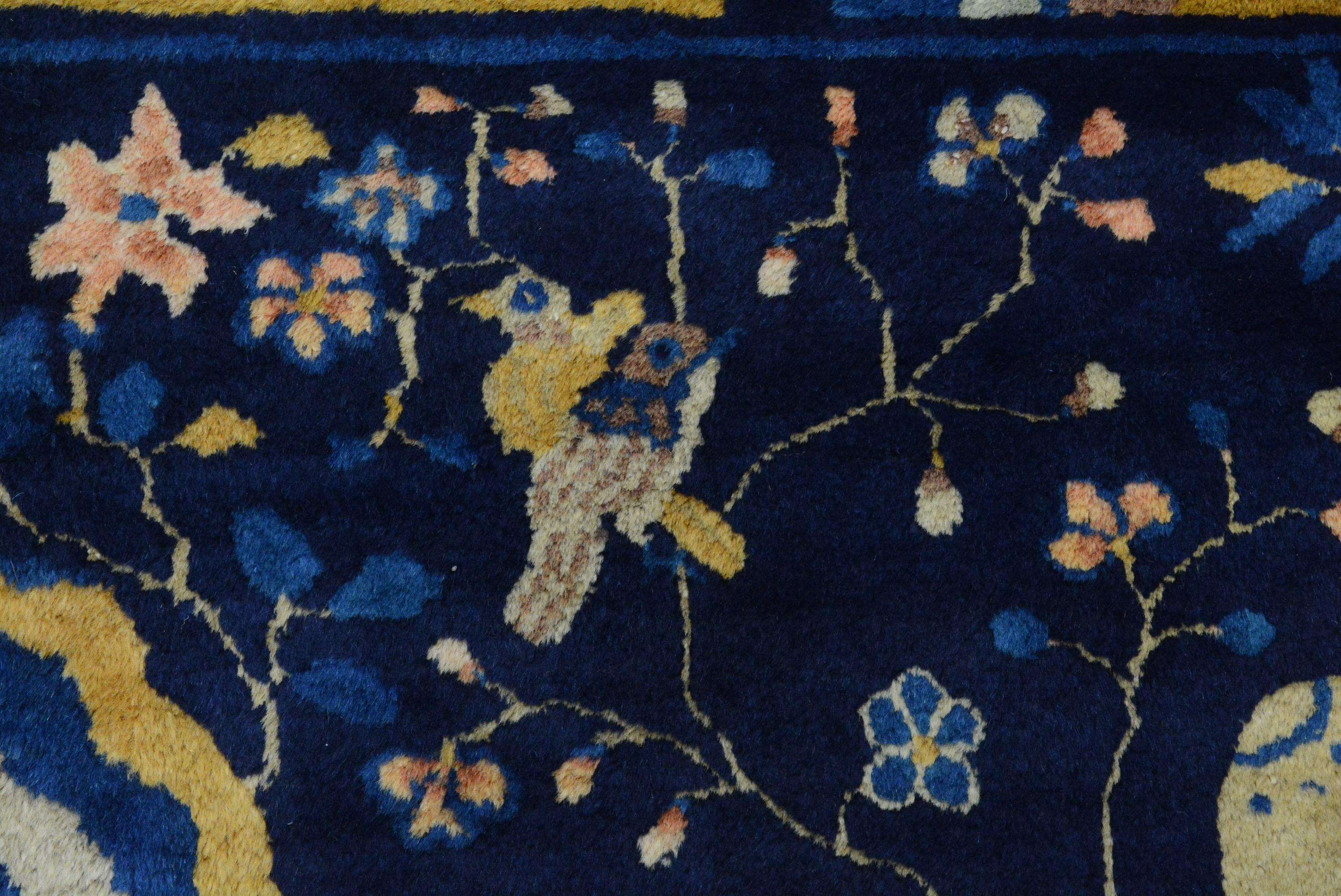 Wool Antique Peking Chinese Carpet For Sale