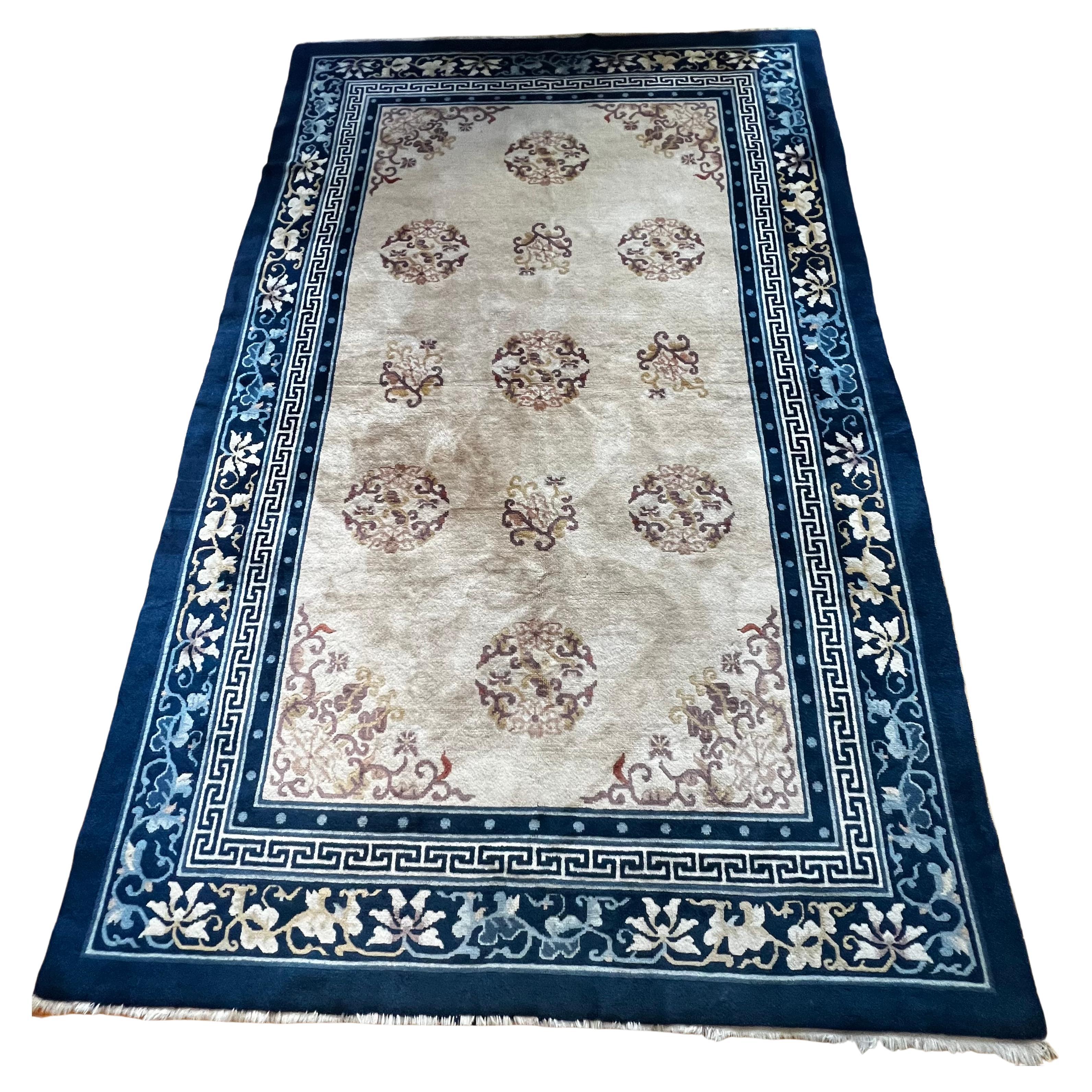 Antique Peking Chinese Oriental Rug For Sale