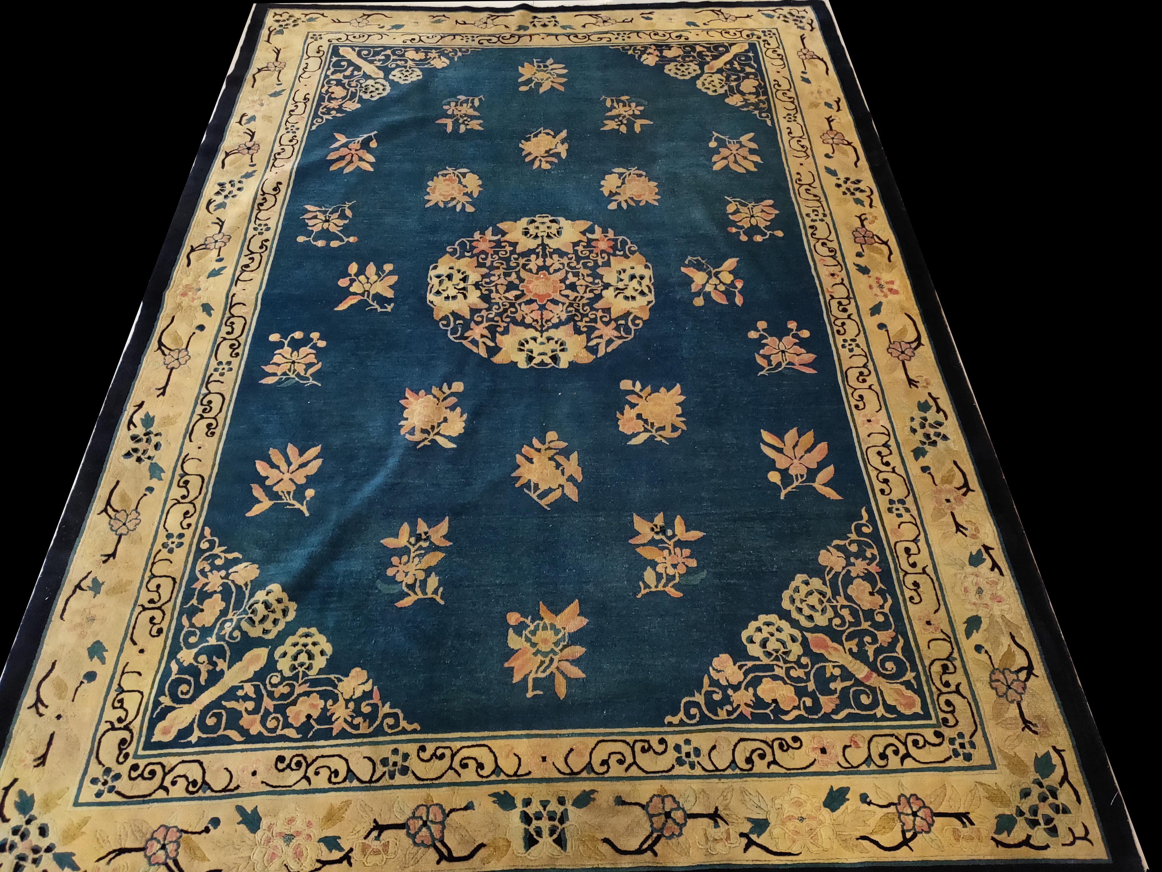 Hand-Knotted Late 19th Century Peking Chinese Carpet ( 6'2