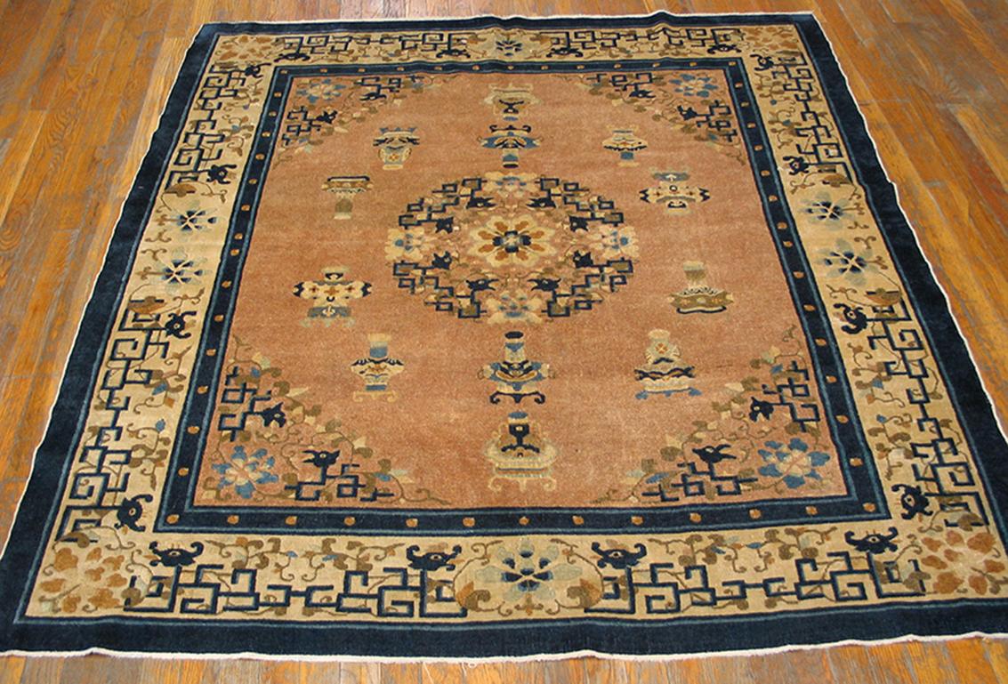 Wool Late 19th Century Chinese  Peking Carpet (  5'6'' x 6' - 115 x 168 ) 