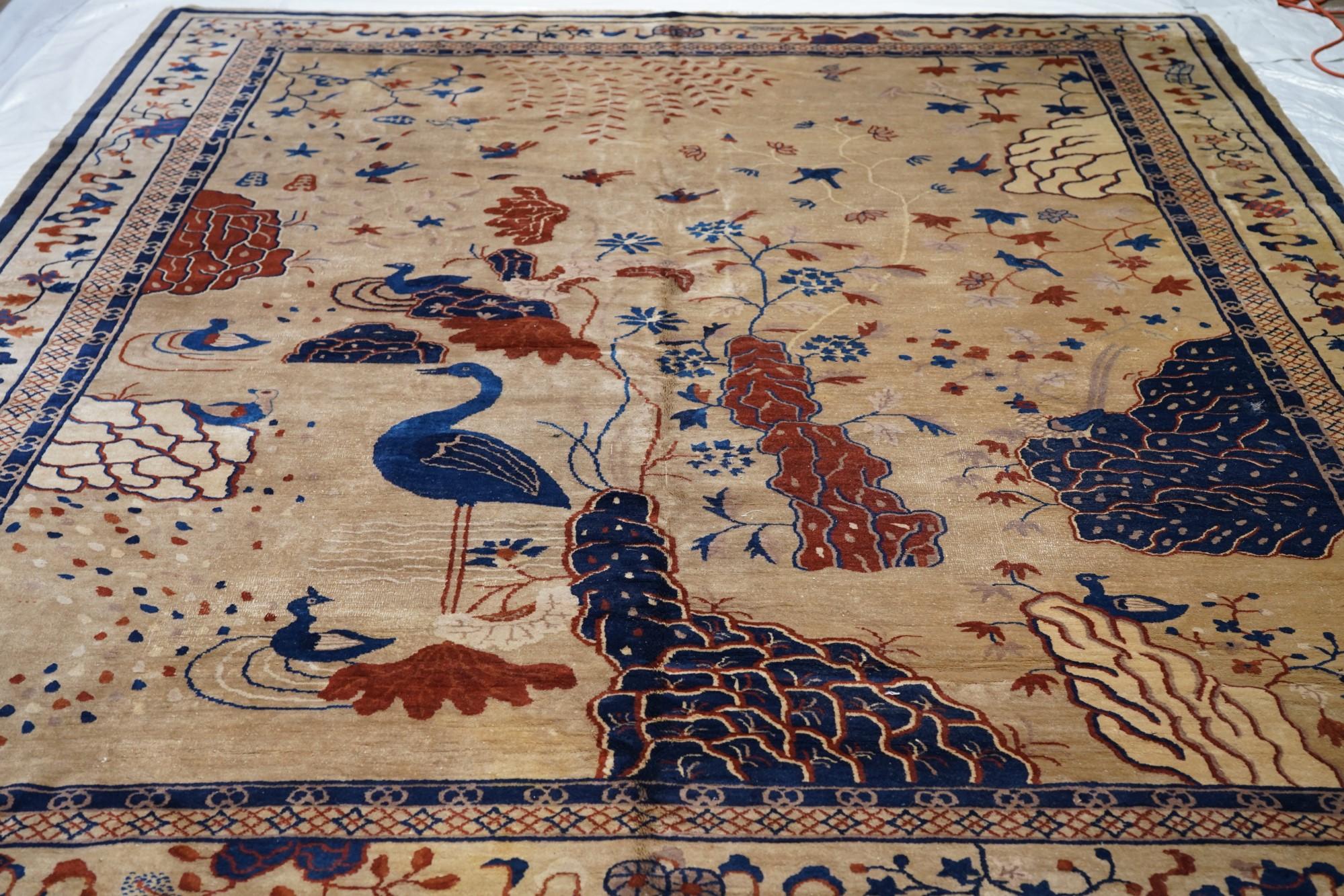 Lana Tappeto antico Pechino 9'2'' x 11'5'' in vendita