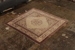 Antique Peking Rug Beige Brown Medallion Art Deco Design by Rug & Kilim