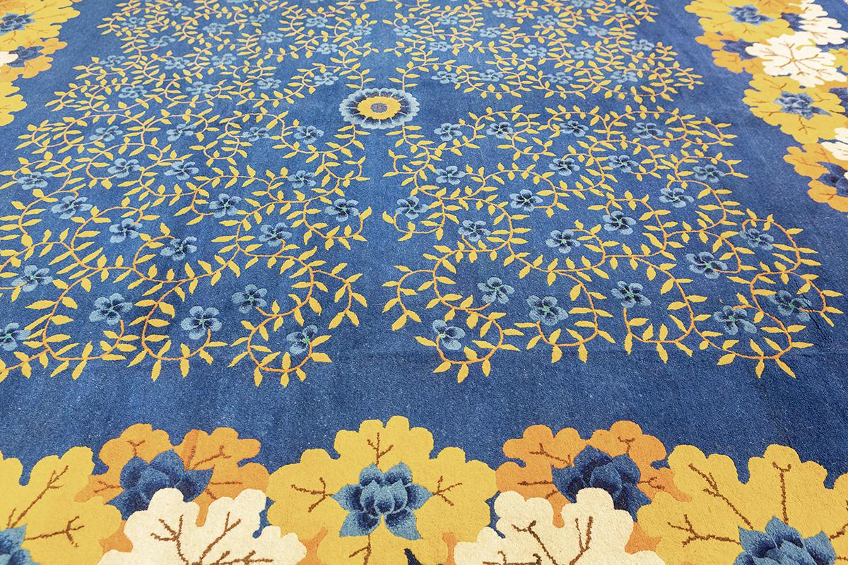 Chinese Antique Peking Rug Blue Field For Sale