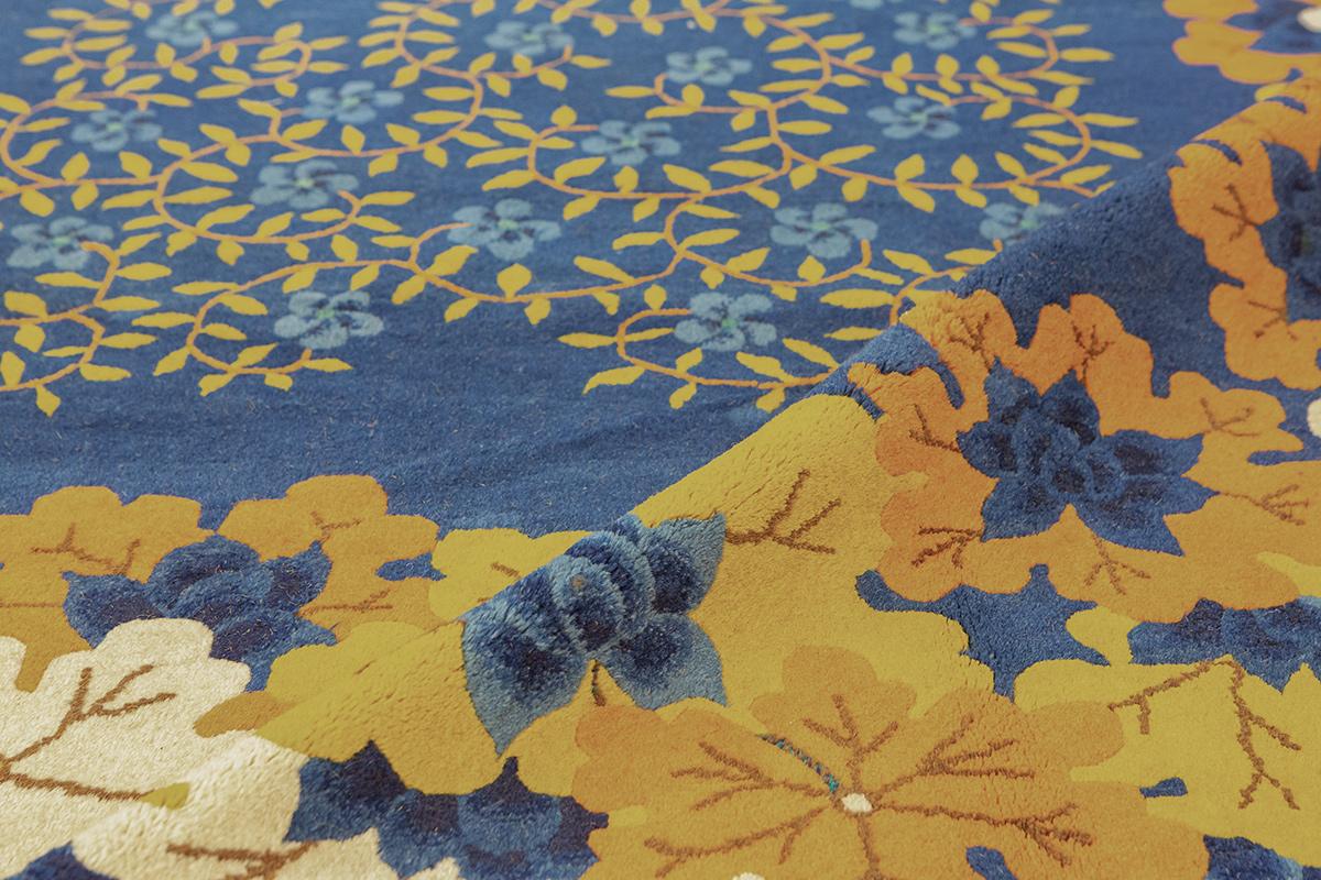 Antique Peking Rug Blue Field For Sale 1