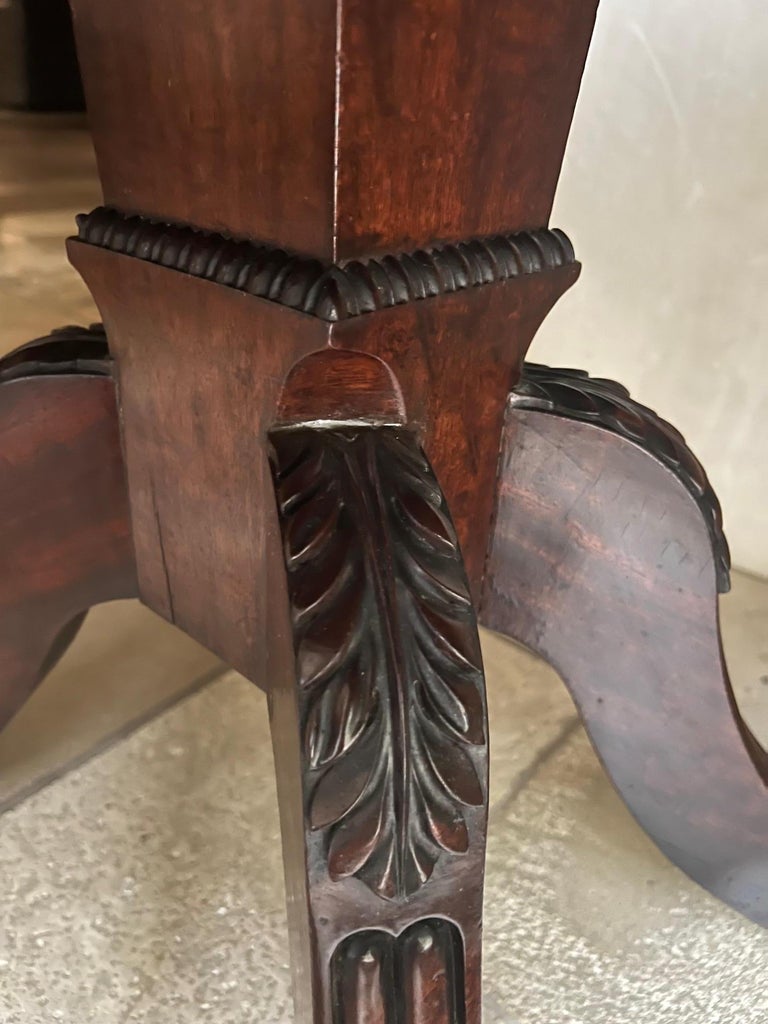 Antique Pembroke Drop Leaf Table with Drawers and Cast Brass Feet Covers For Sale at 1stDibs