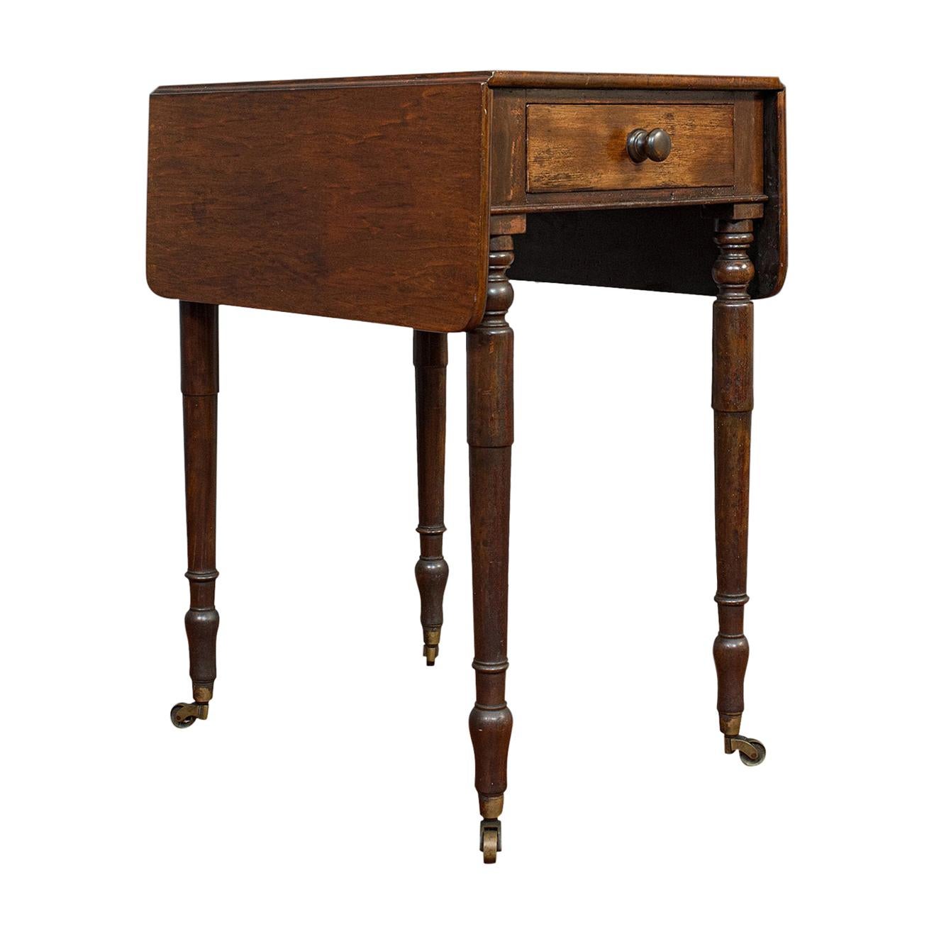 Antique Pembroke Table, English, Mahogany, Drop Flap, Occasional, Regency