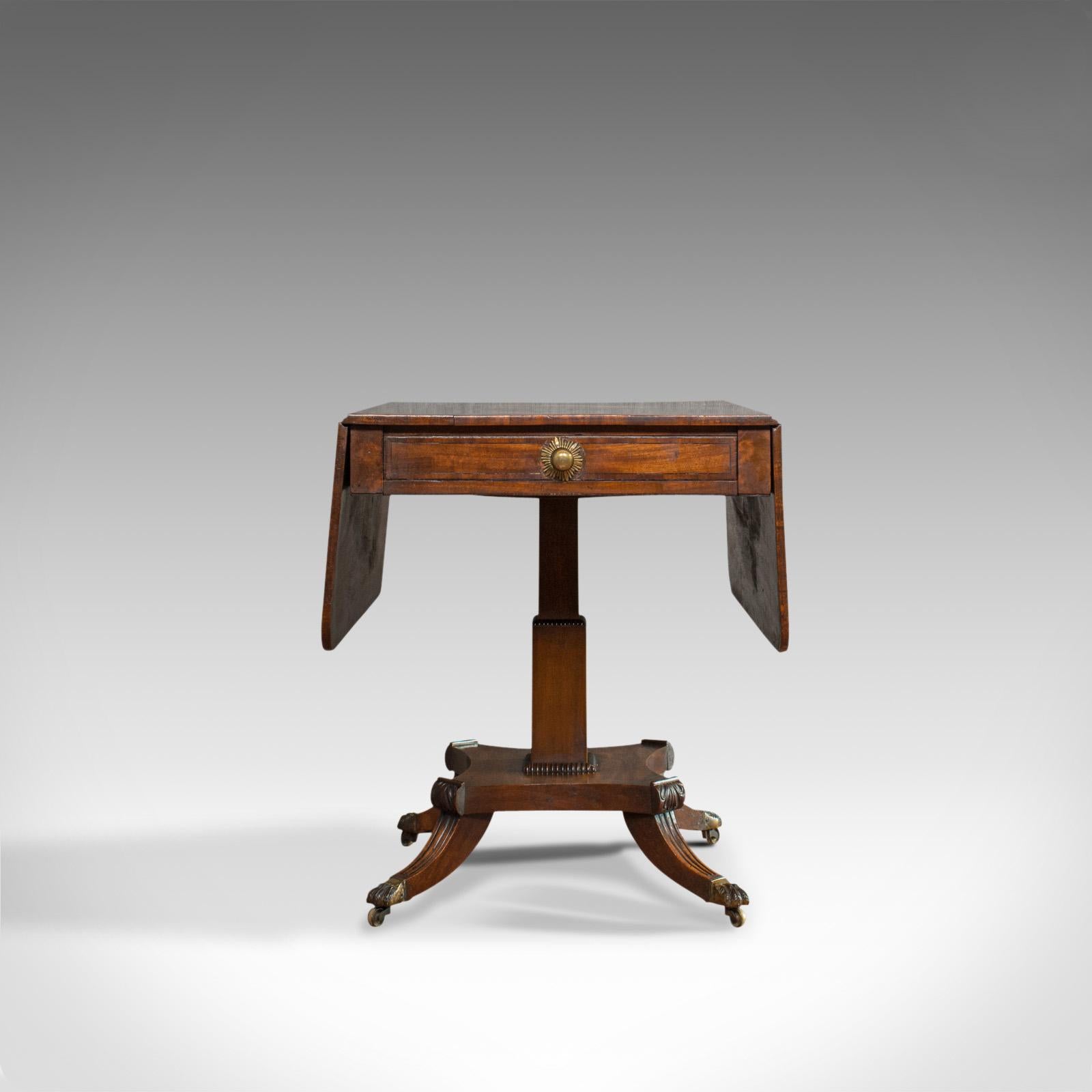 Antique Pembroke Table, English, Mahogany, Drop Leaf, Occasional, Regency In Good Condition In Hele, Devon, GB
