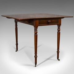 Antique Pembroke Table, English, Mahogany, Drop Leaf, Side, Occasional, Regency