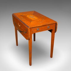Antique Pembroke Table, English, Satinwood, Drop Leaf, Occasional, Tea, Regency