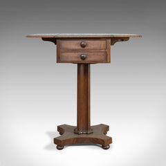 Antique Pembroke Work Table, English, Victorian, Flame Mahogany, Drop Flap