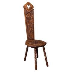 Antique Pembrokeshire Spinning Chair, Welsh, Oak, Work Seat, Stool, Victorian