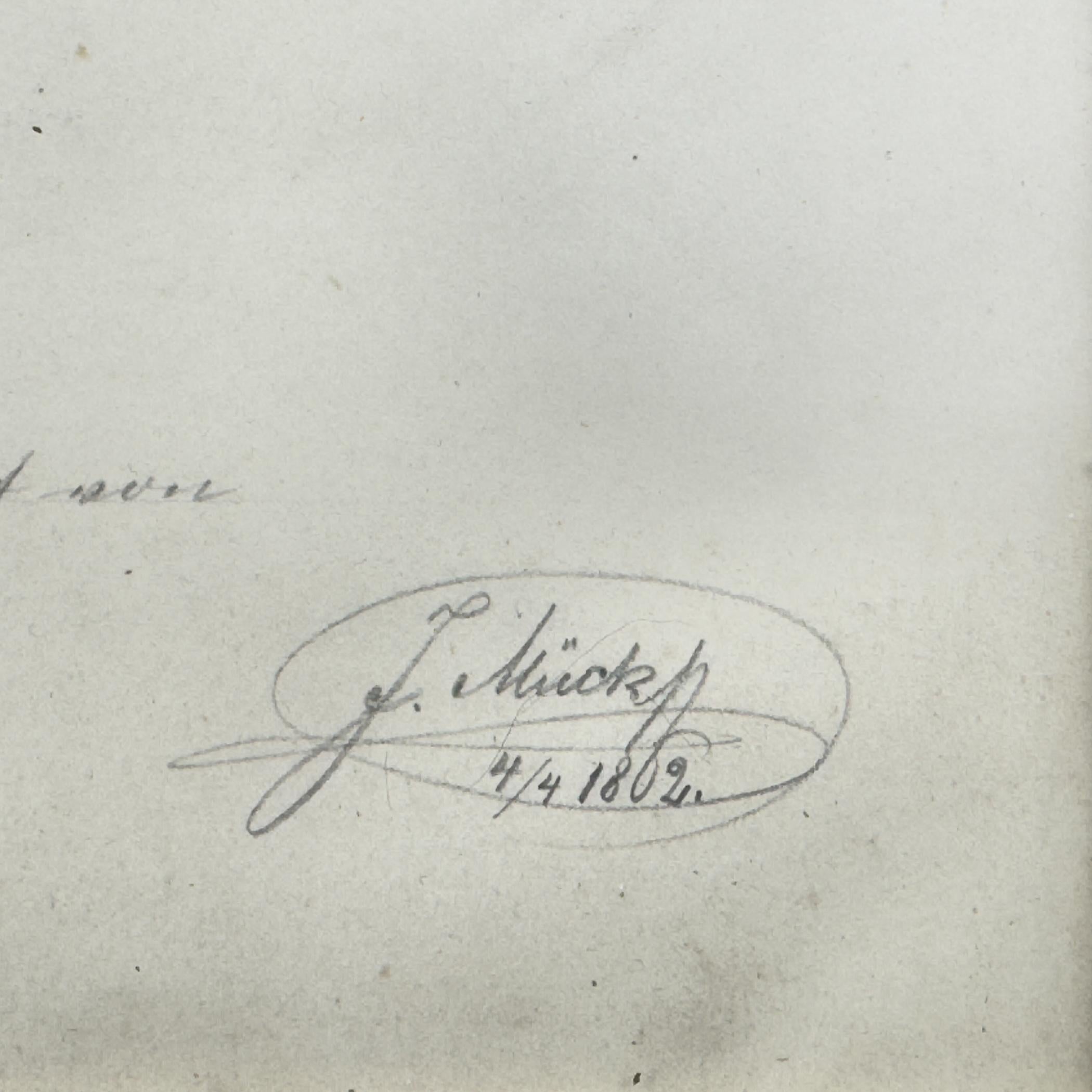 Renaissance Dessin au crayon ancien Pied, artiste F. Mucke, Autriche 1802 en vente