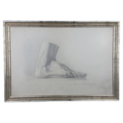 Antique pencil drawing Feet, artist F. Mucke, Austria 1802