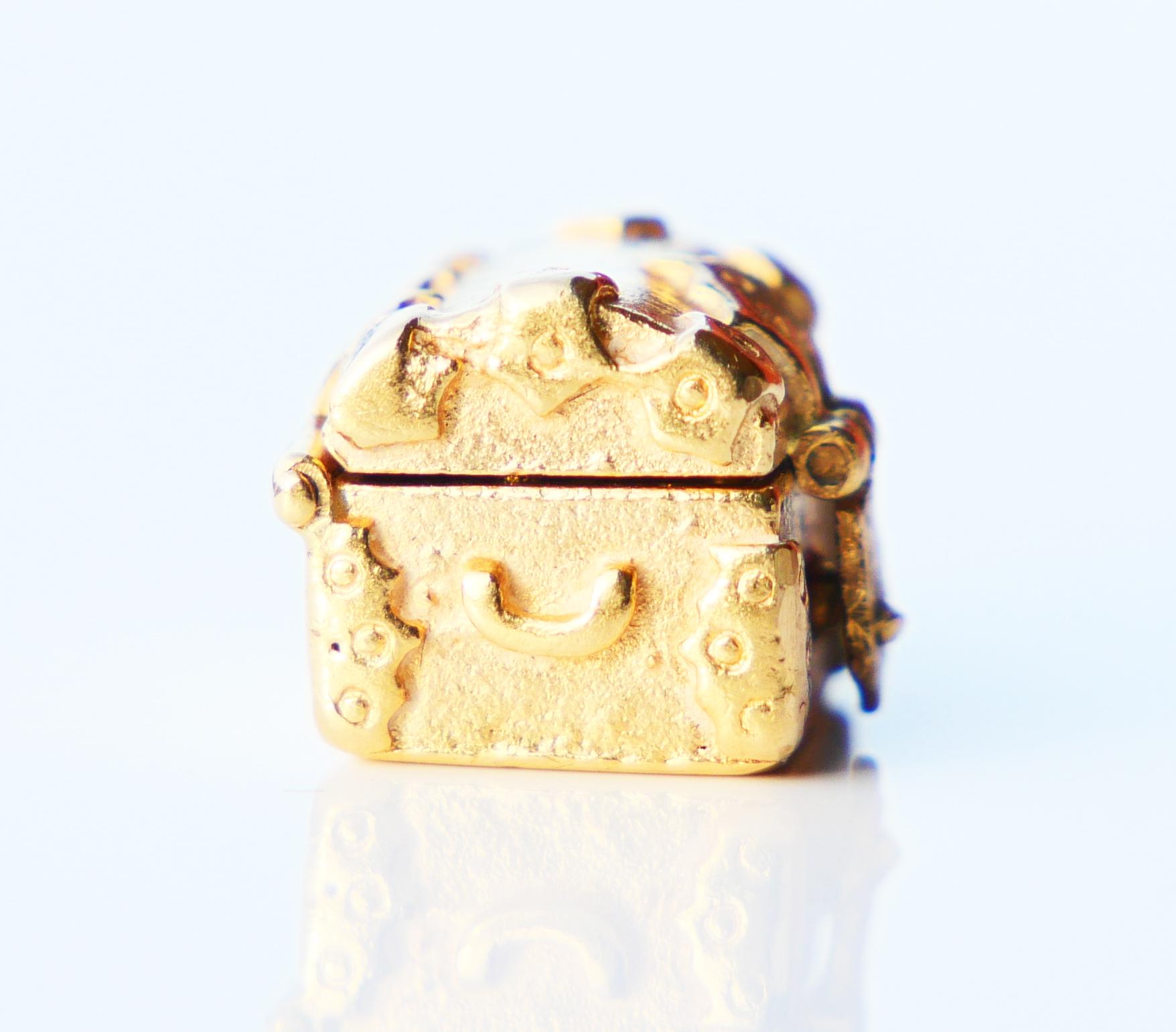 Femenino o masculino Colgante Antiguo Encanto Treasure Chest Oro macizo 18K / 4,4 gr en venta