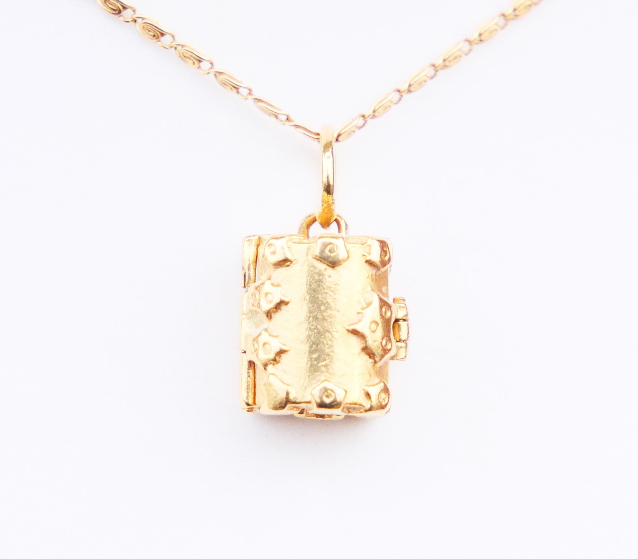Antique Pendant Charm Treasure Chest solid 18K Gold / 4.4 gr 5
