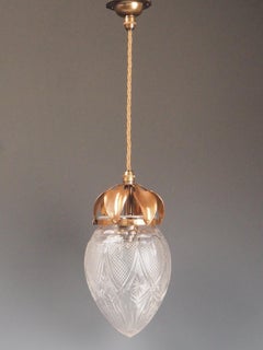 Antique Pendant Light with Cut Glass Crystal Globe & Copper Leaf Gallery