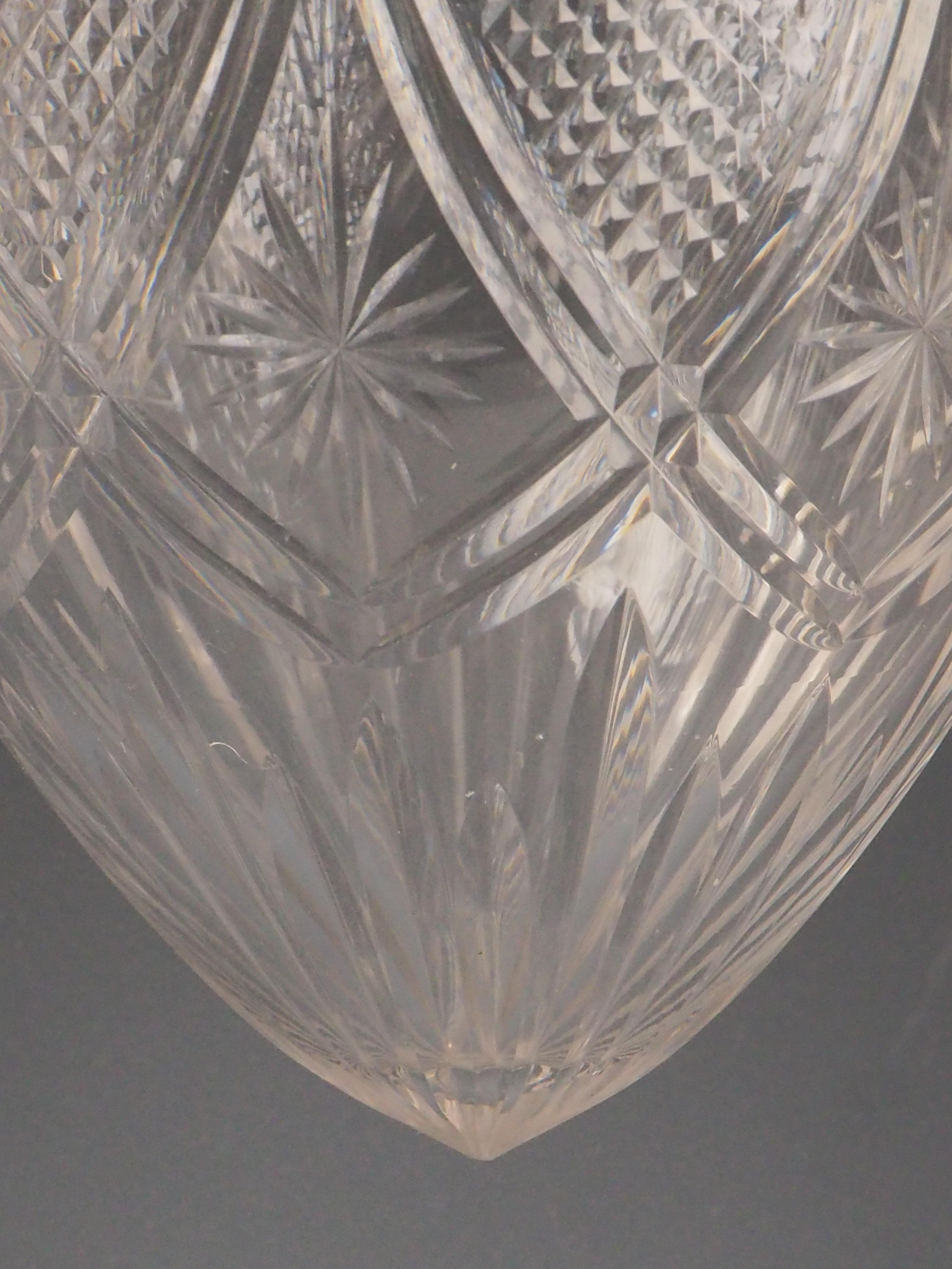 20th Century Antique Pendant Light with Cut Glass Crystal Globe & Copper Leaf Gallery For Sale