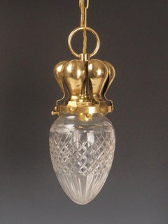 Antique Pendant Light, Cut Glass Shade, Plume Gallery, 1890, UK