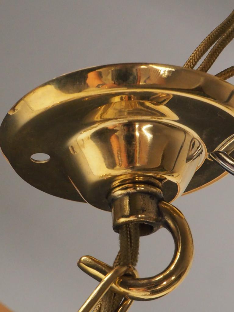 Lampada a sospensione antica con paralume in vetro tagliato e pennacchio (a) Gallery in vendita 1