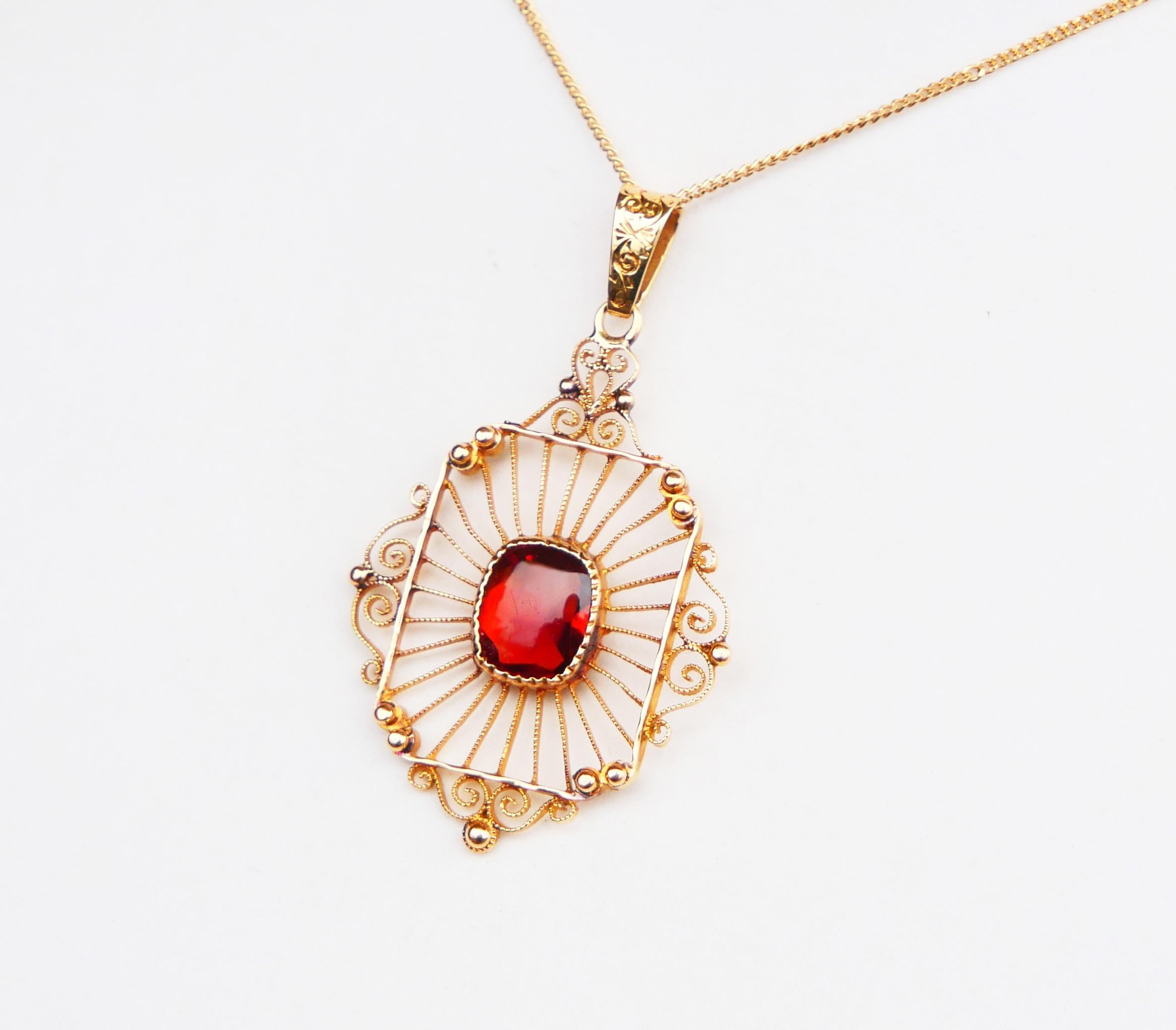 Donna Ciondolo antico Citrino naturale Filigrana in oro massiccio 18K + catena 18K 44cm / 4gr in vendita