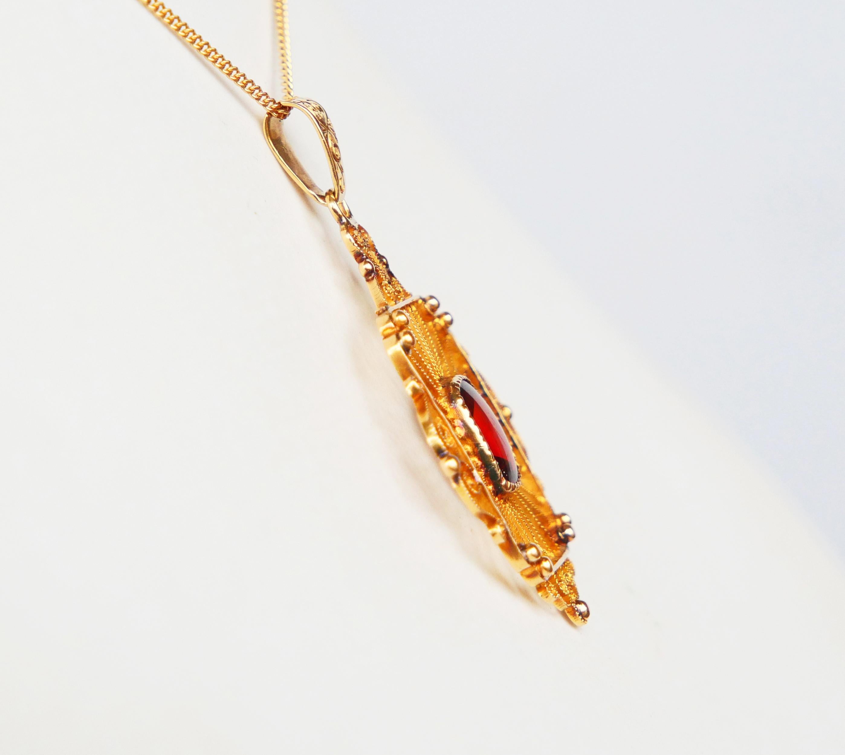 Ciondolo antico Citrino naturale Filigrana in oro massiccio 18K + catena 18K 44cm / 4gr in vendita 1