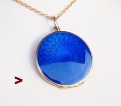 Antique Pendant Picture Locket Enamel solid 830 Silver / 13 gr