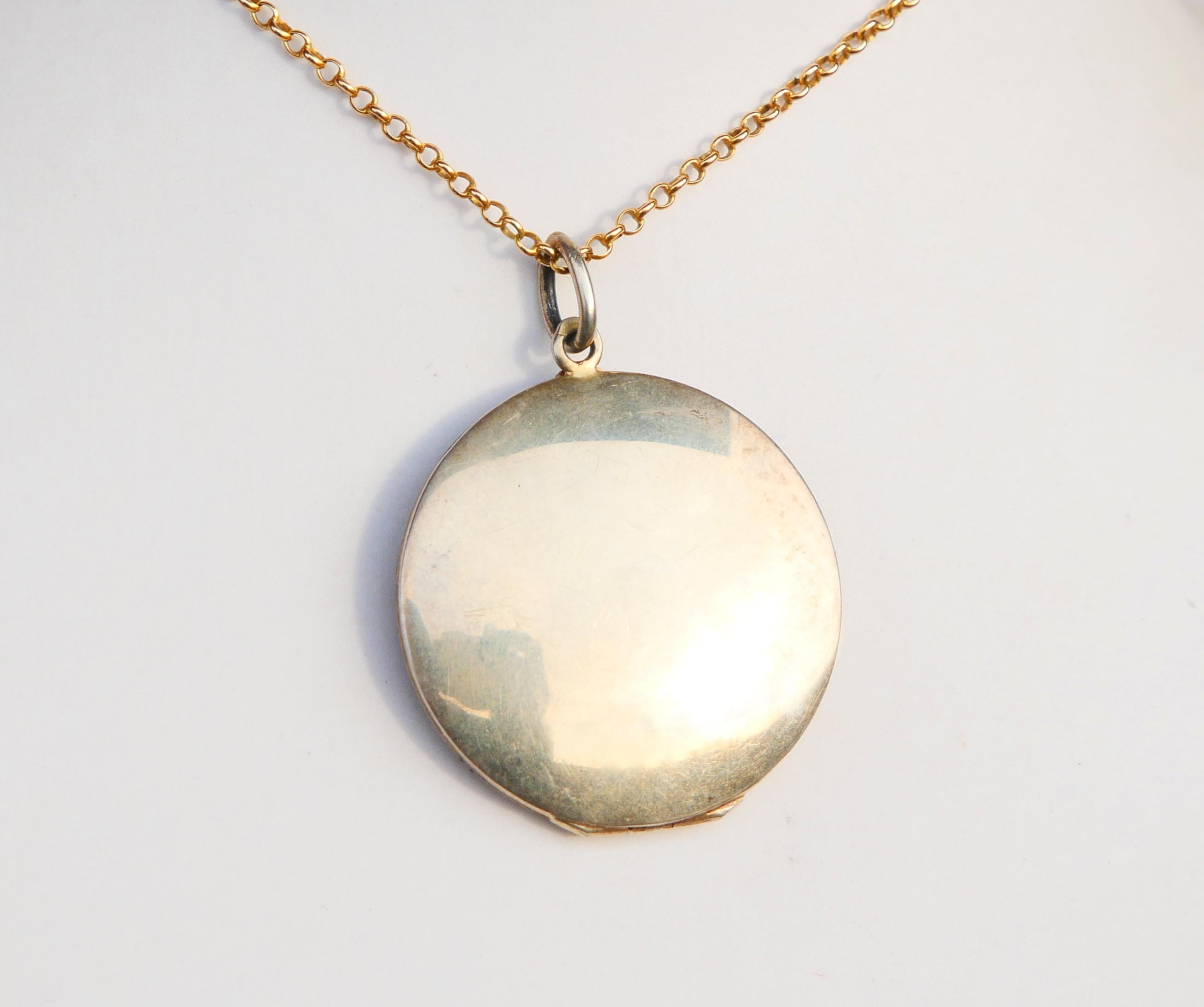 Pendentif Antiquities Picture Locket Enamel solid 830 Silver / 13 gr en vente 1