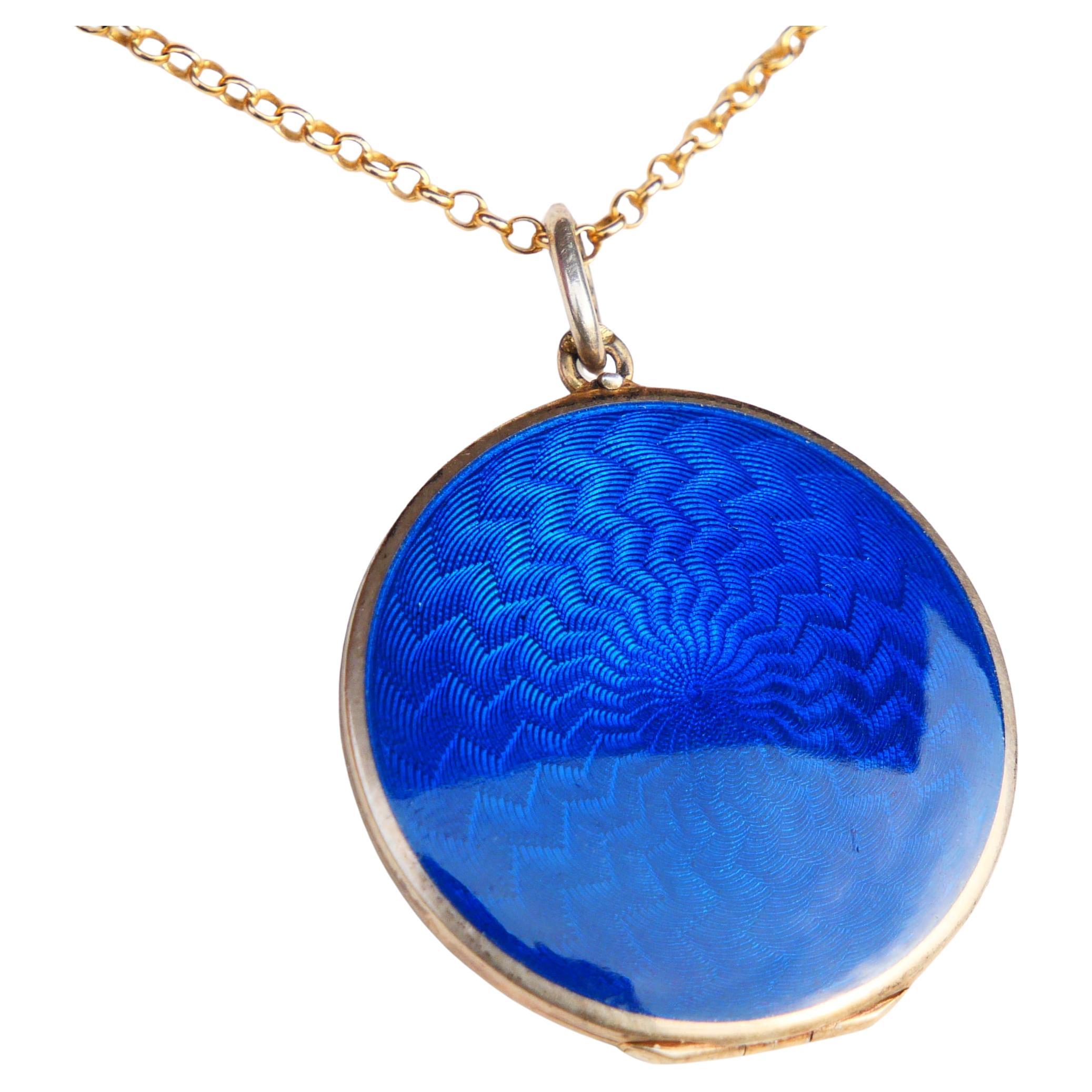 Antique Pendant Picture Locket Enamel solid 830 Silver / 13 gr