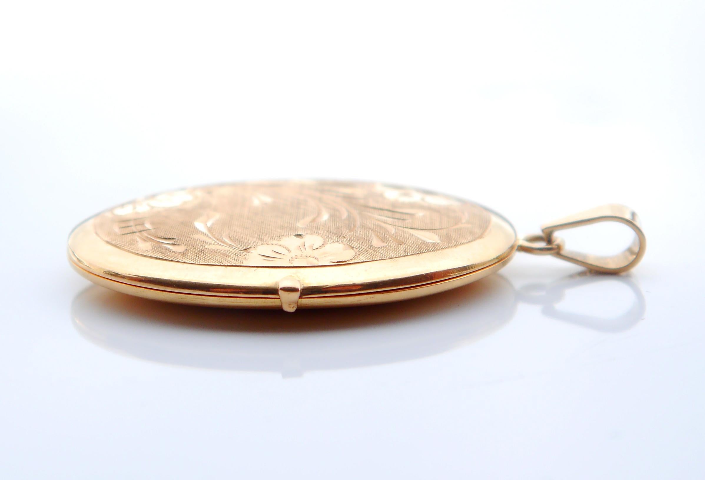 Antique Pendant Picture Locket solid 18K Yellow Gold / 11 gr For Sale 4
