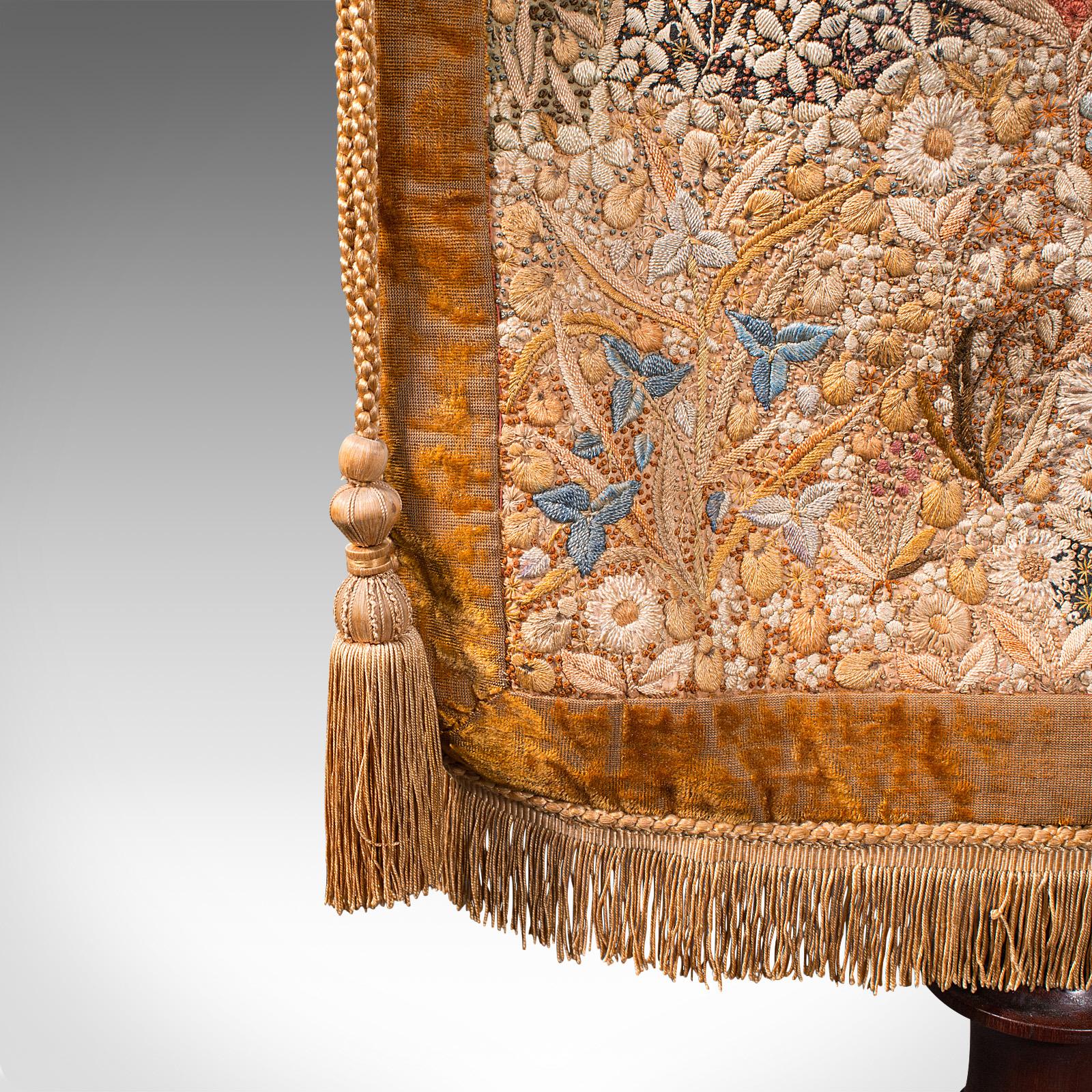 Antique Pendant Pole Screen, English, Fireside Tapestry Stand, William IV, 1835 For Sale 3