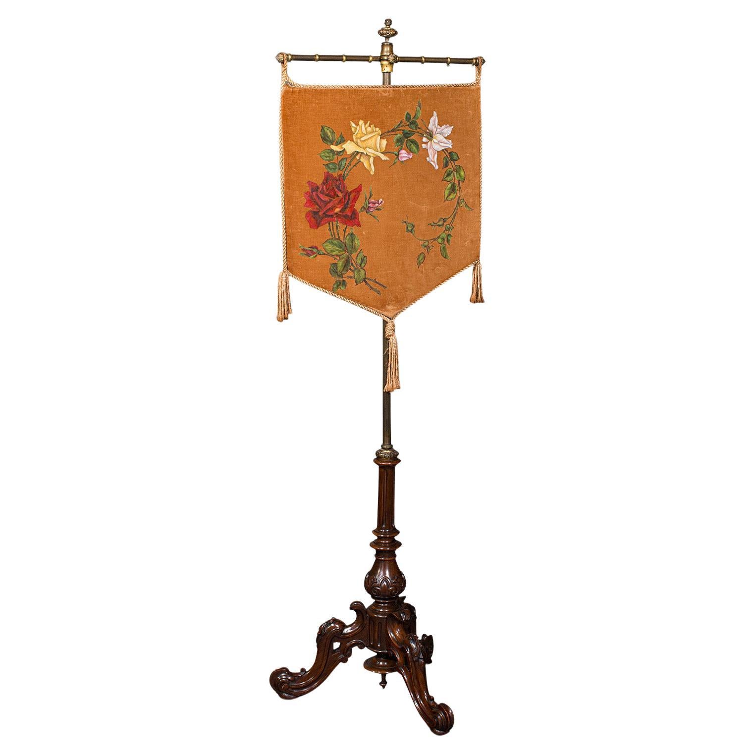 Antique Pendant Pole Screen, English Walnut, Fireside, Decorative Stand, Regency