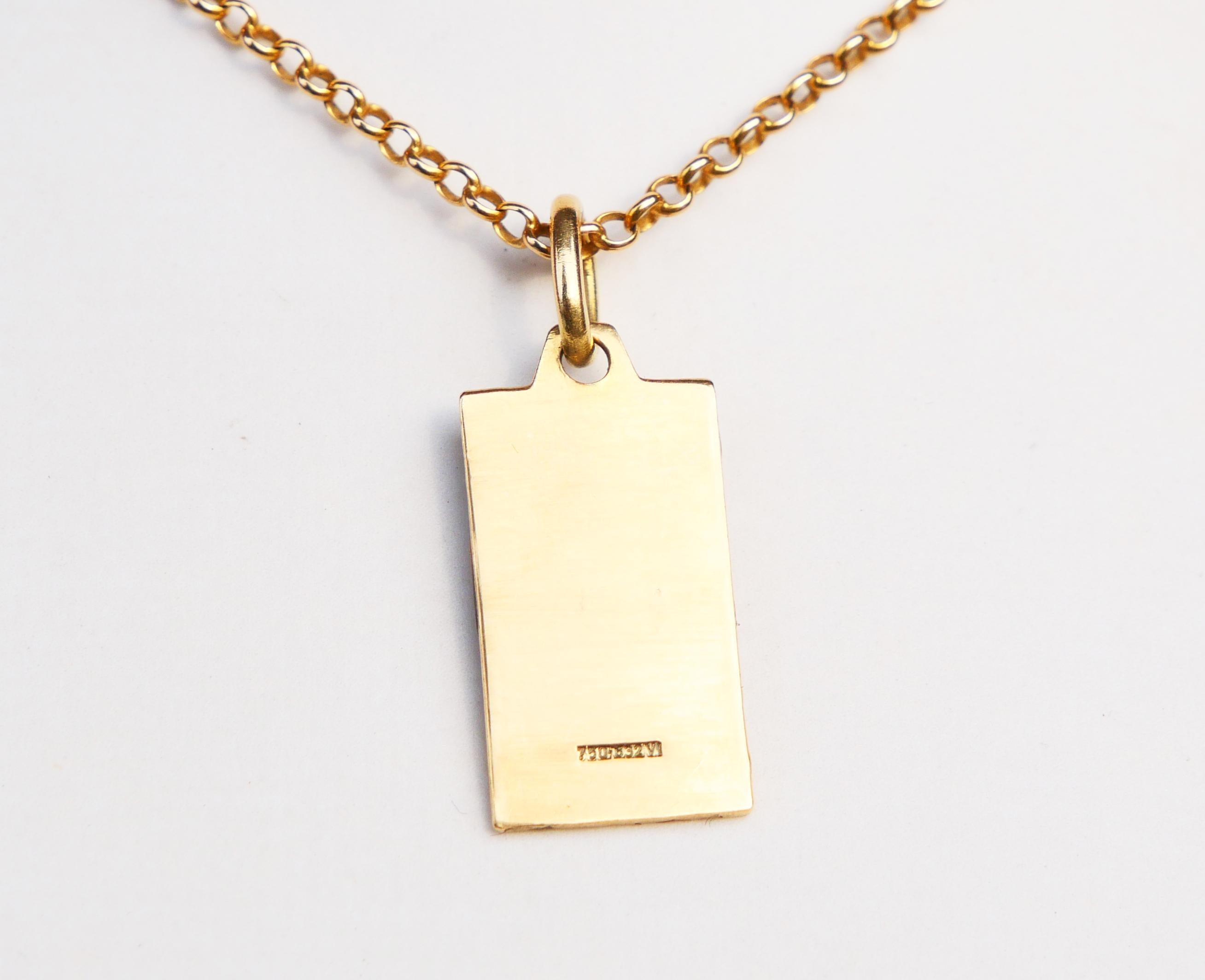 Vintage Pendant Zodiac Constellation Virgo Maiden Enamel solid 18K Gold / 3.11gr For Sale 2