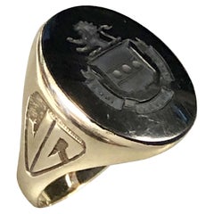 Retro Penn Club of Philadelphia Gold and Onyx Signet Ring