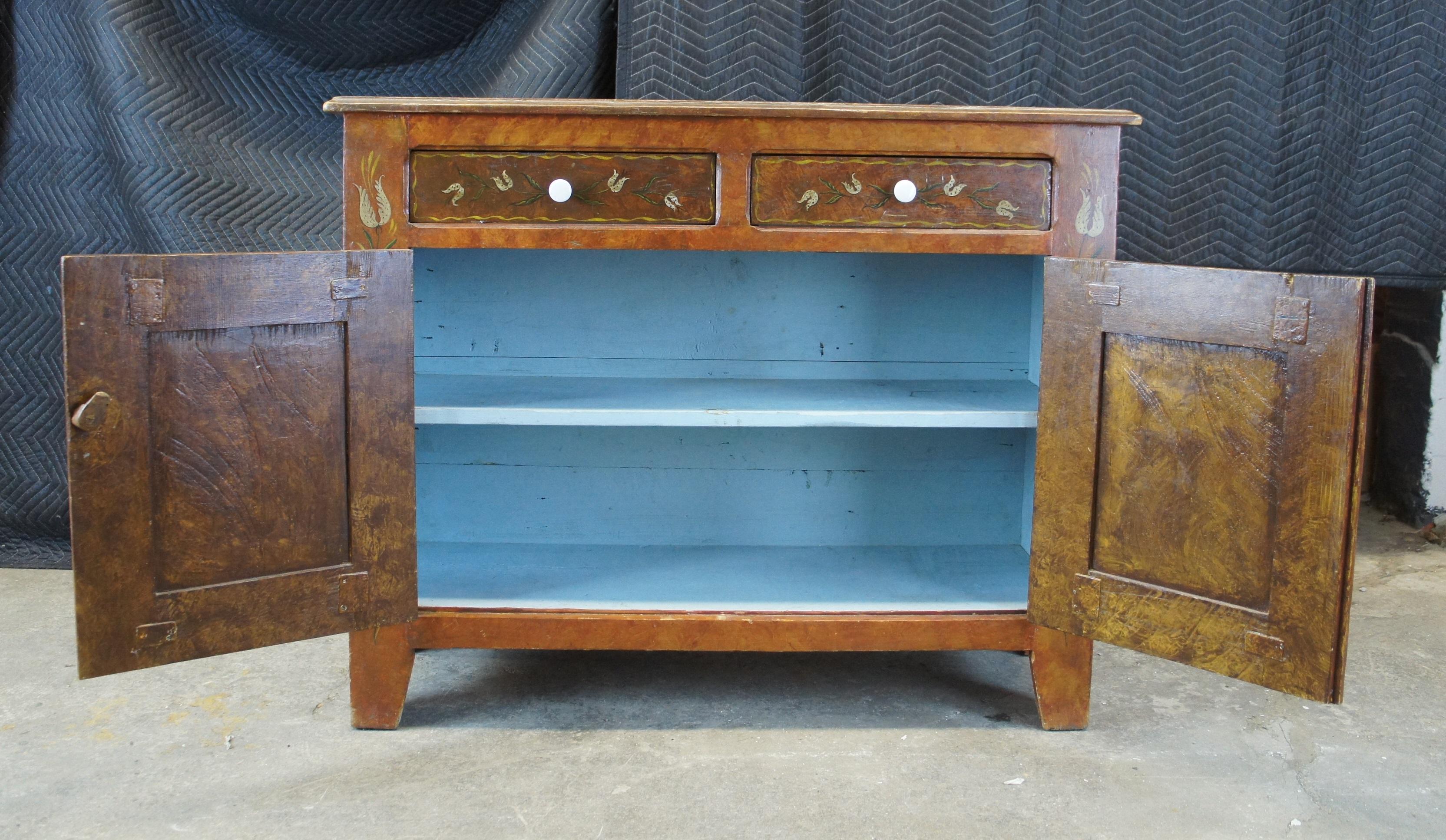 Antique Pennsylvania Dutch American Pine Folk Art Jelly Cabinet Console Cupboard In Good Condition In Dayton, OH