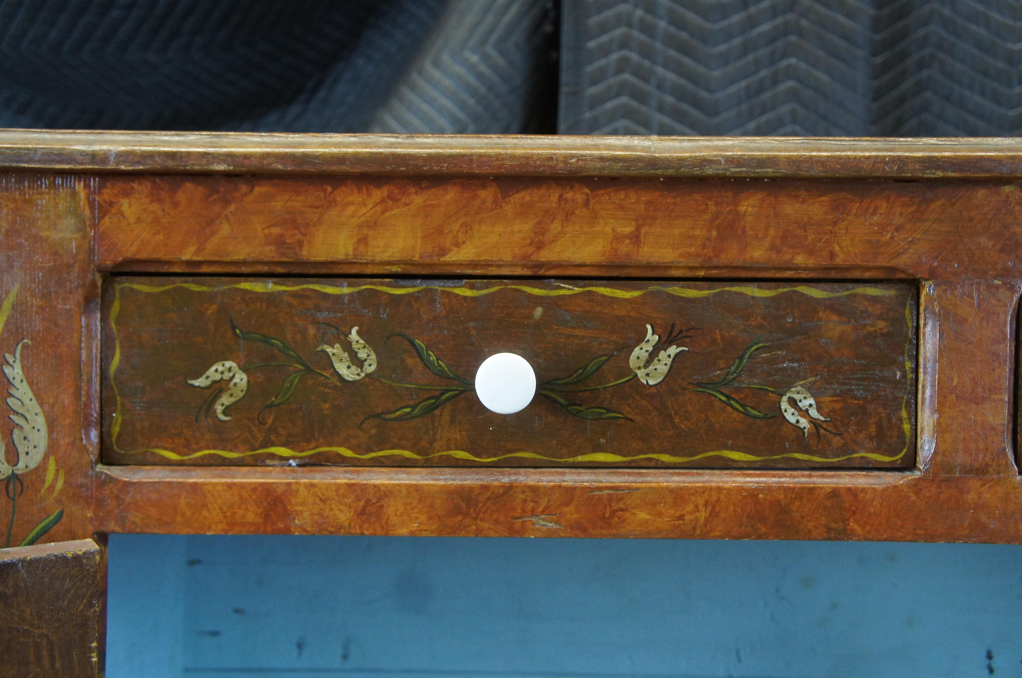 19th Century Antique Pennsylvania Dutch American Pine Folk Art Jelly Cabinet Console Cupboard