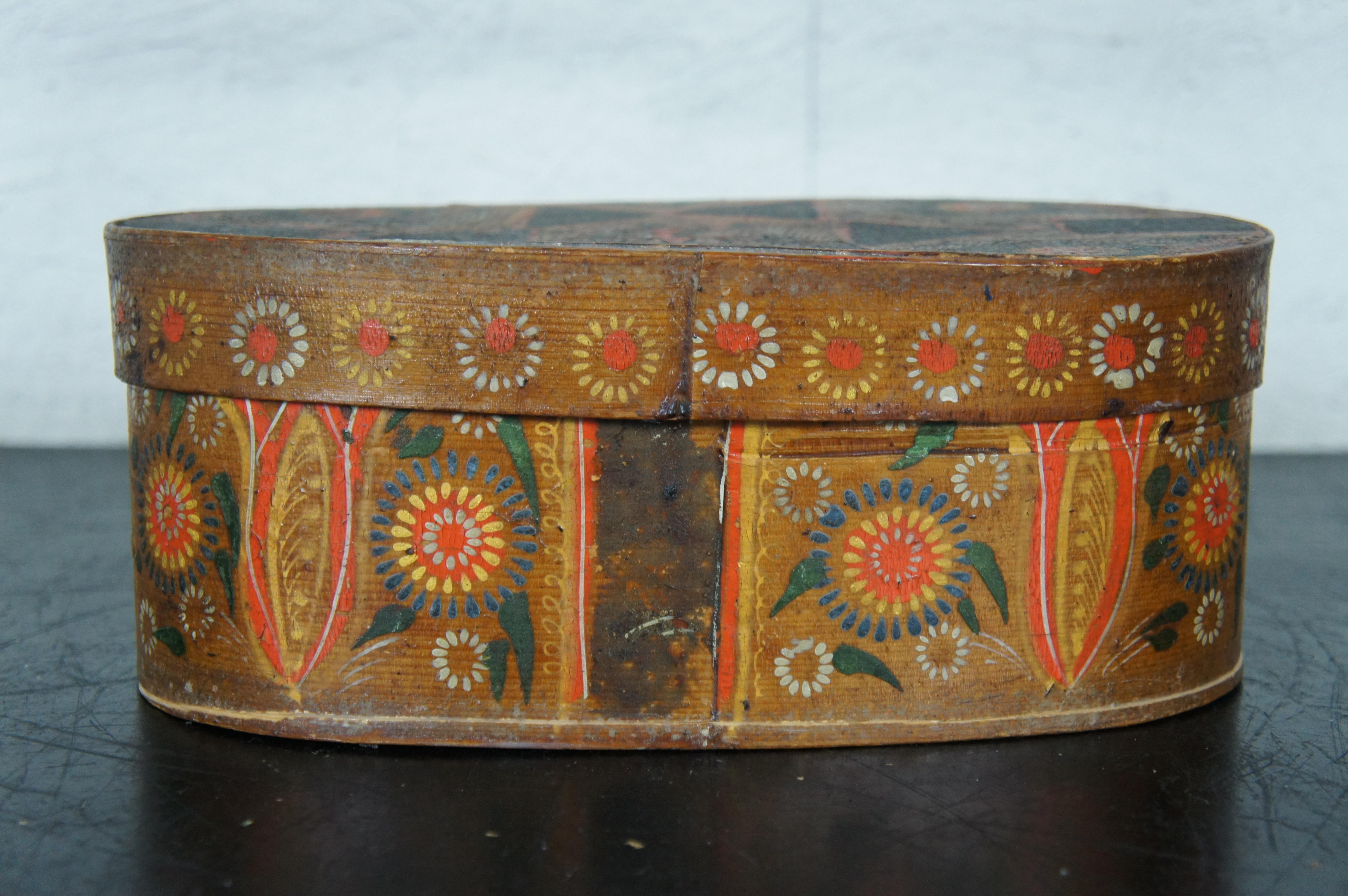 19th Century Antique Pennsylvania Dutch Folk Art Bentwood Brides Box