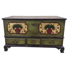 Antique Pennsylvania Dutch Folk Art Painted Blanket Chest / Hope Chest Dated 178