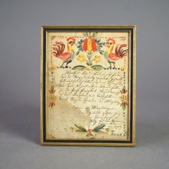 Antique Pennsylvania Dutch Hand Painted Fraktur Early 19thC