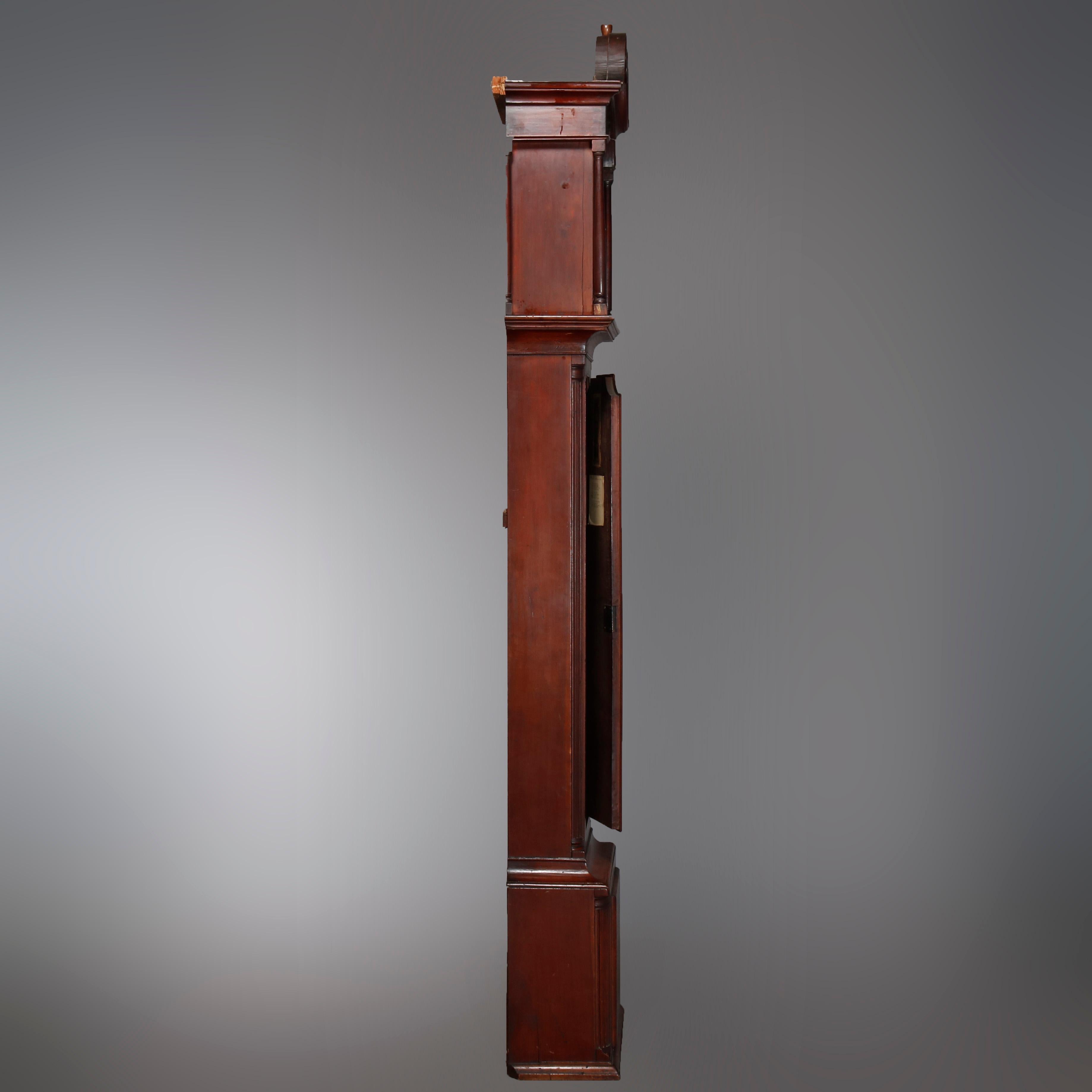 American Antique Pennsylvania Federal  Mahogany Tall Case Clock, 18th Century