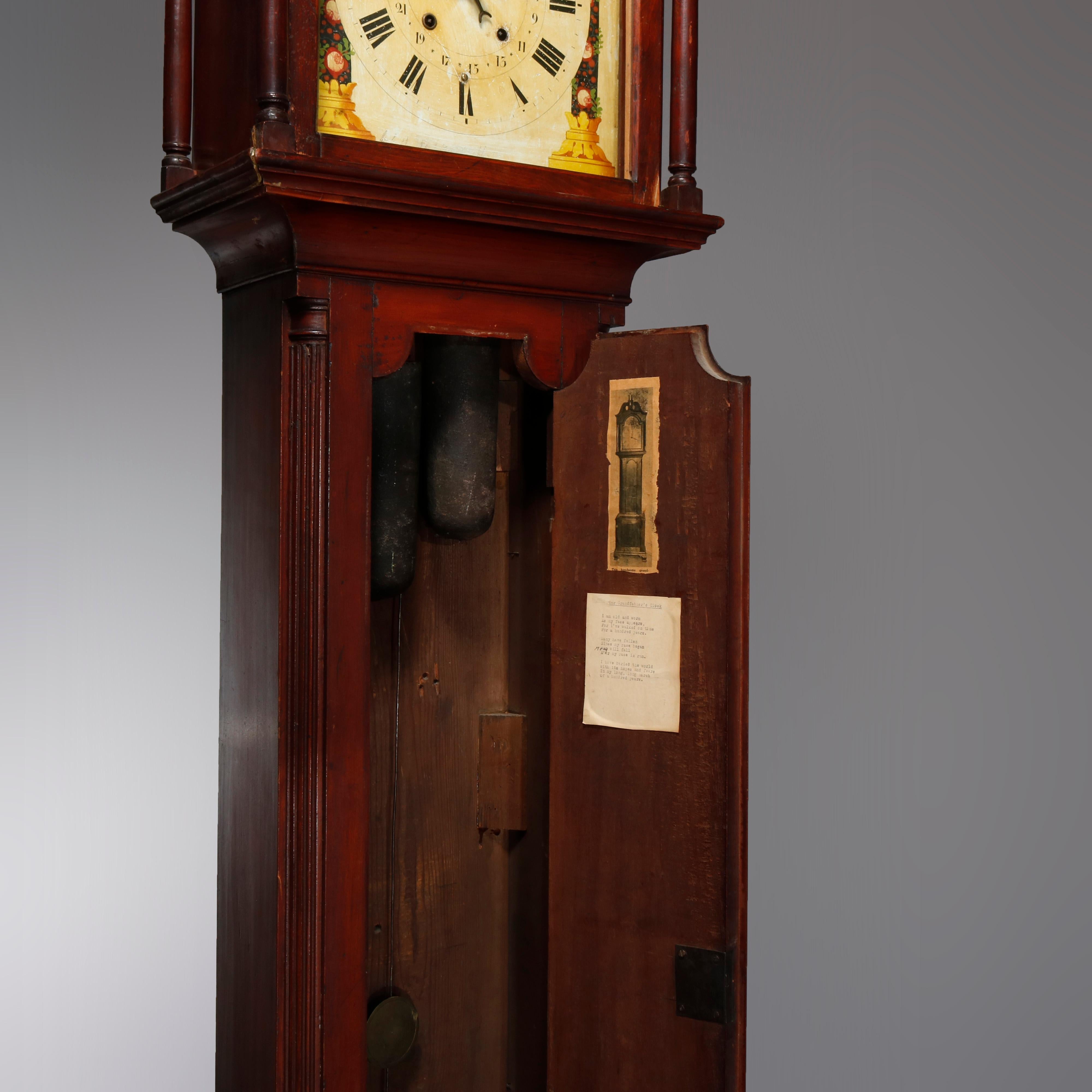 18th Century and Earlier Antique Pennsylvania Federal  Mahogany Tall Case Clock, 18th Century