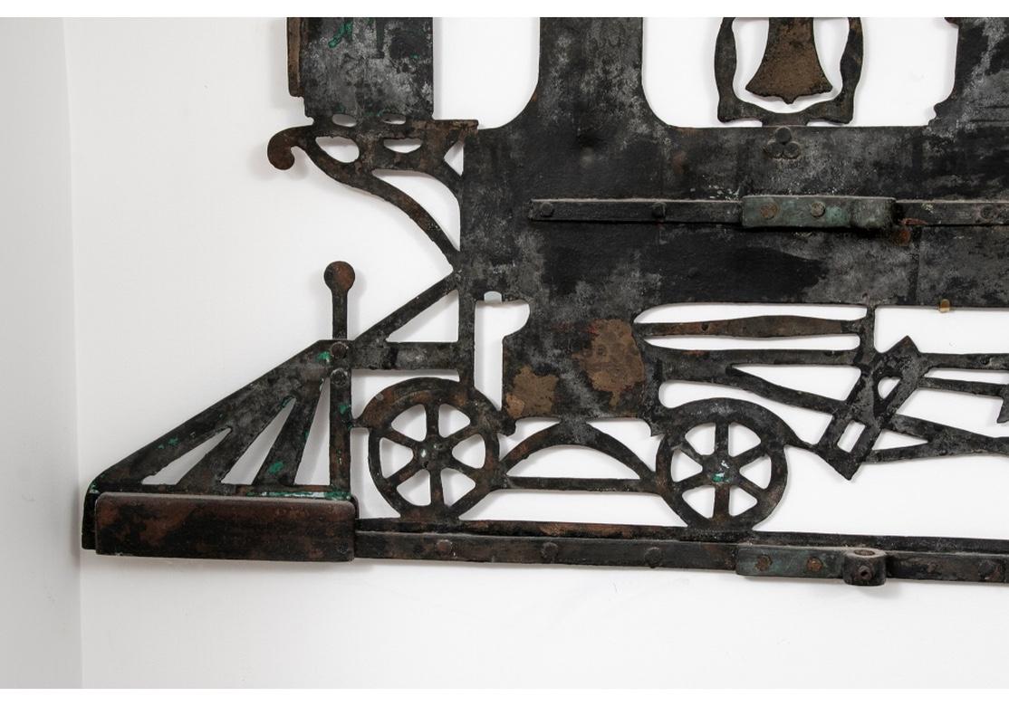 Antikes antikes Pennsylvania Volkskunst-Schild aus bemaltem Eisen, Eisenbahn (amerikanisch) im Angebot