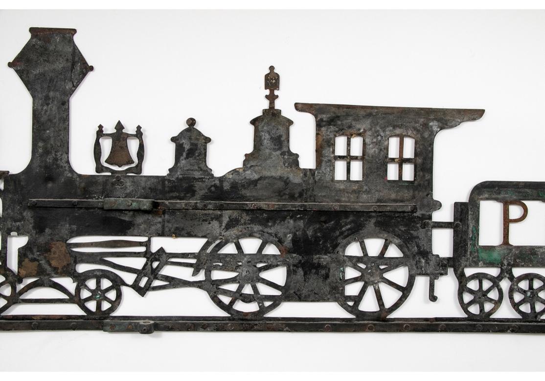Antikes antikes Pennsylvania Volkskunst-Schild aus bemaltem Eisen, Eisenbahn im Angebot 2