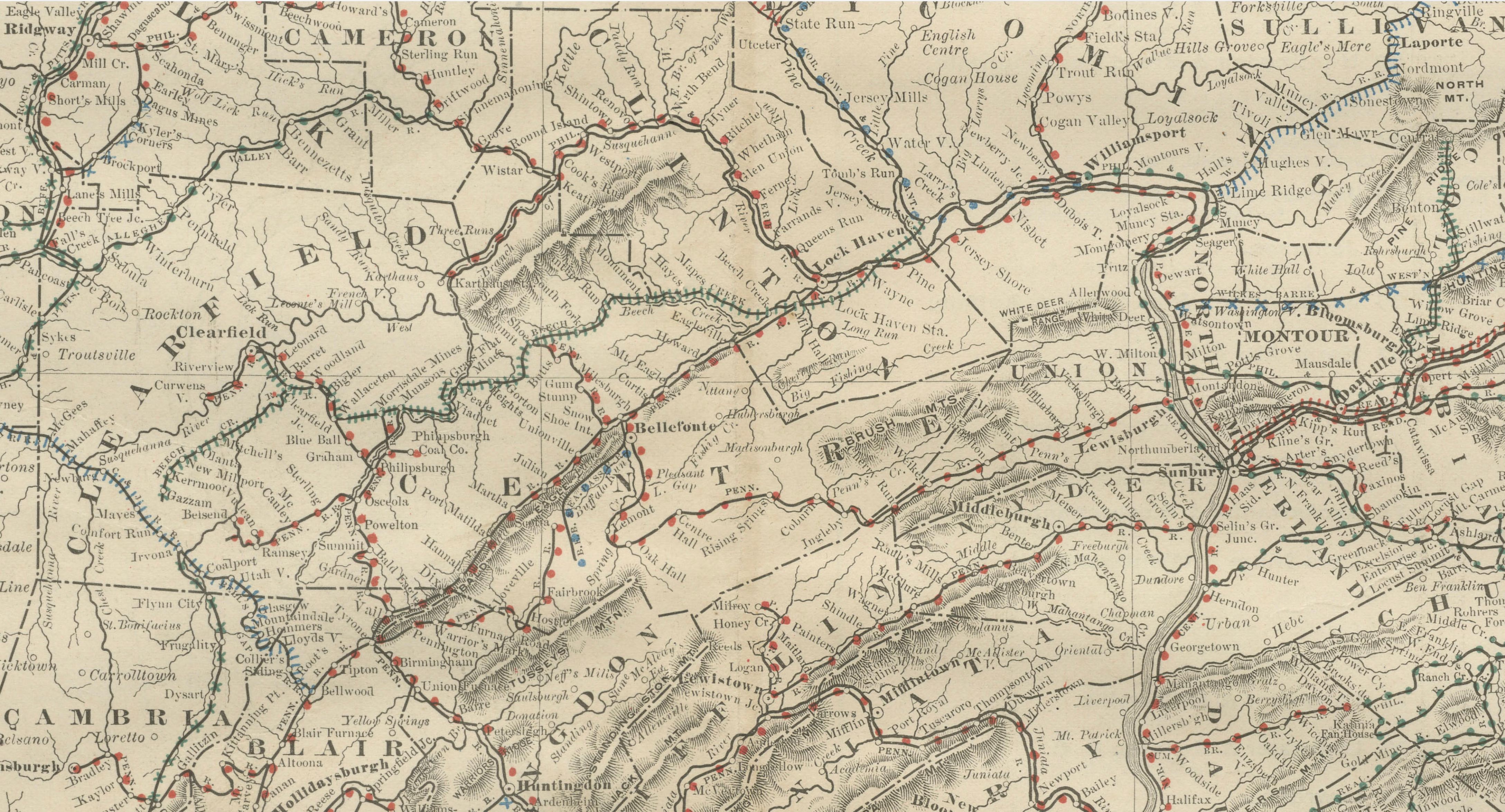 Antique Pennsylvania Map Wall Art – Railroads, Mountains & Cities, Rand McNally