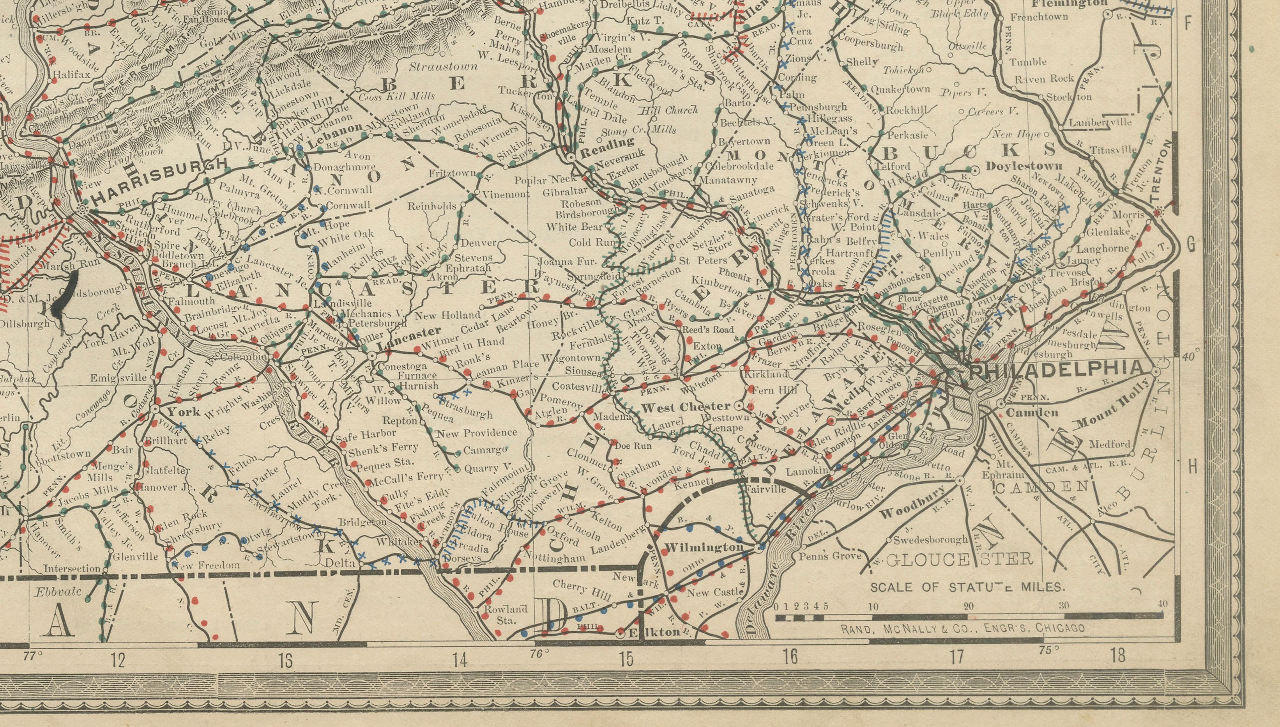 Antique Pennsylvania Map Wall Art – Railroads, Mountains & Cities, Rand McNally