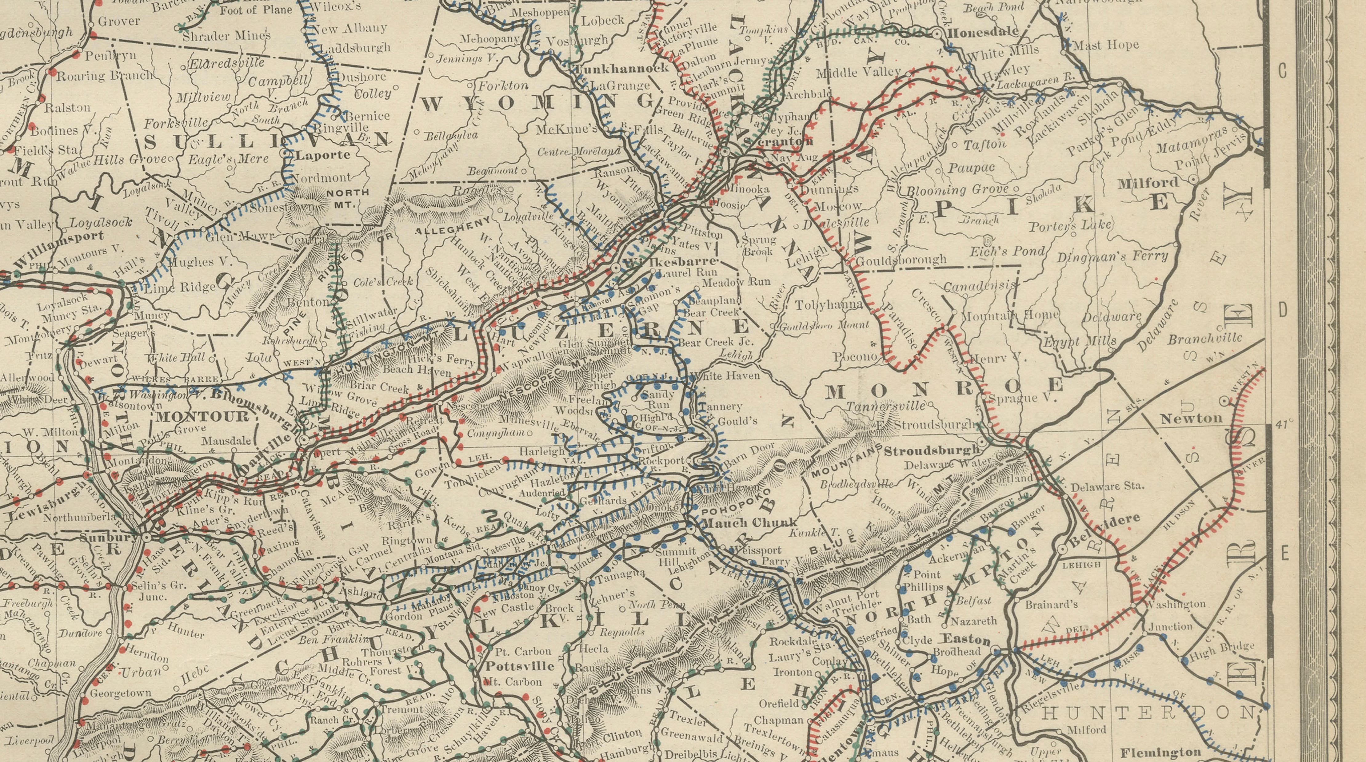 Antique Pennsylvania Map Wall Art – Railroads, Mountains & Cities, Rand McNally