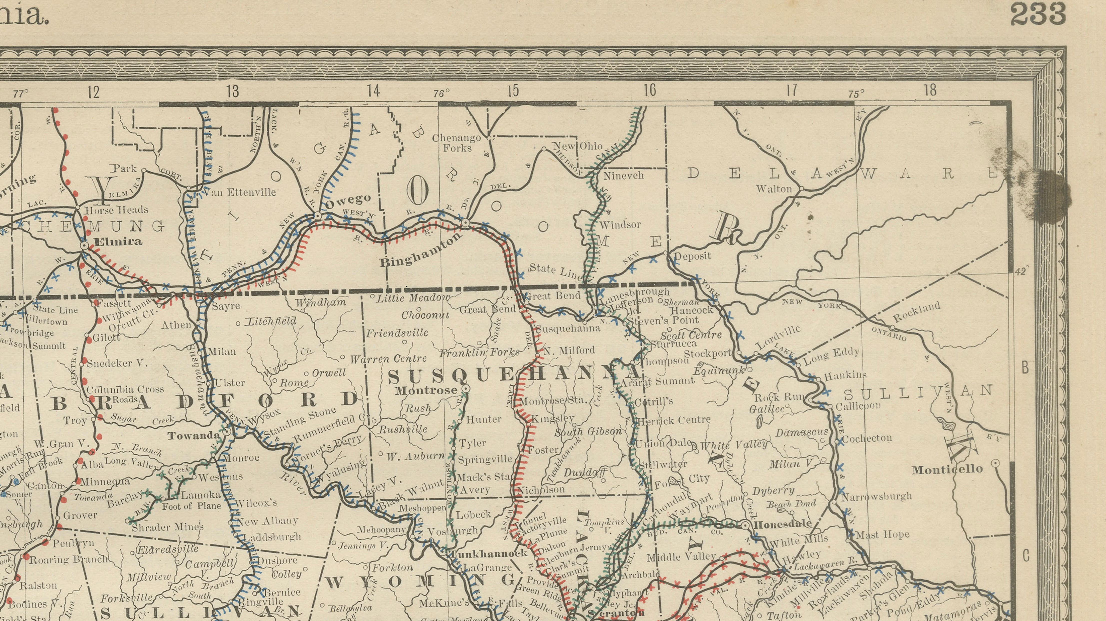 Antique Pennsylvania Map Wall Art – Railroads, Mountains & Cities, Rand McNally