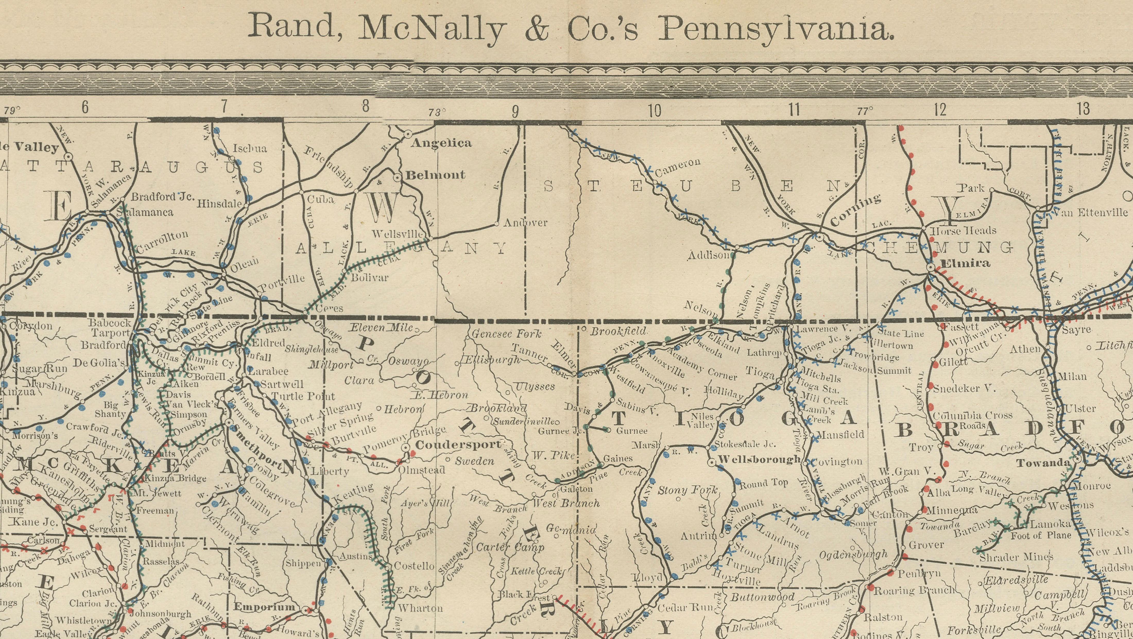 Antique Pennsylvania Map Wall Art – Railroads, Mountains & Cities, Rand McNally