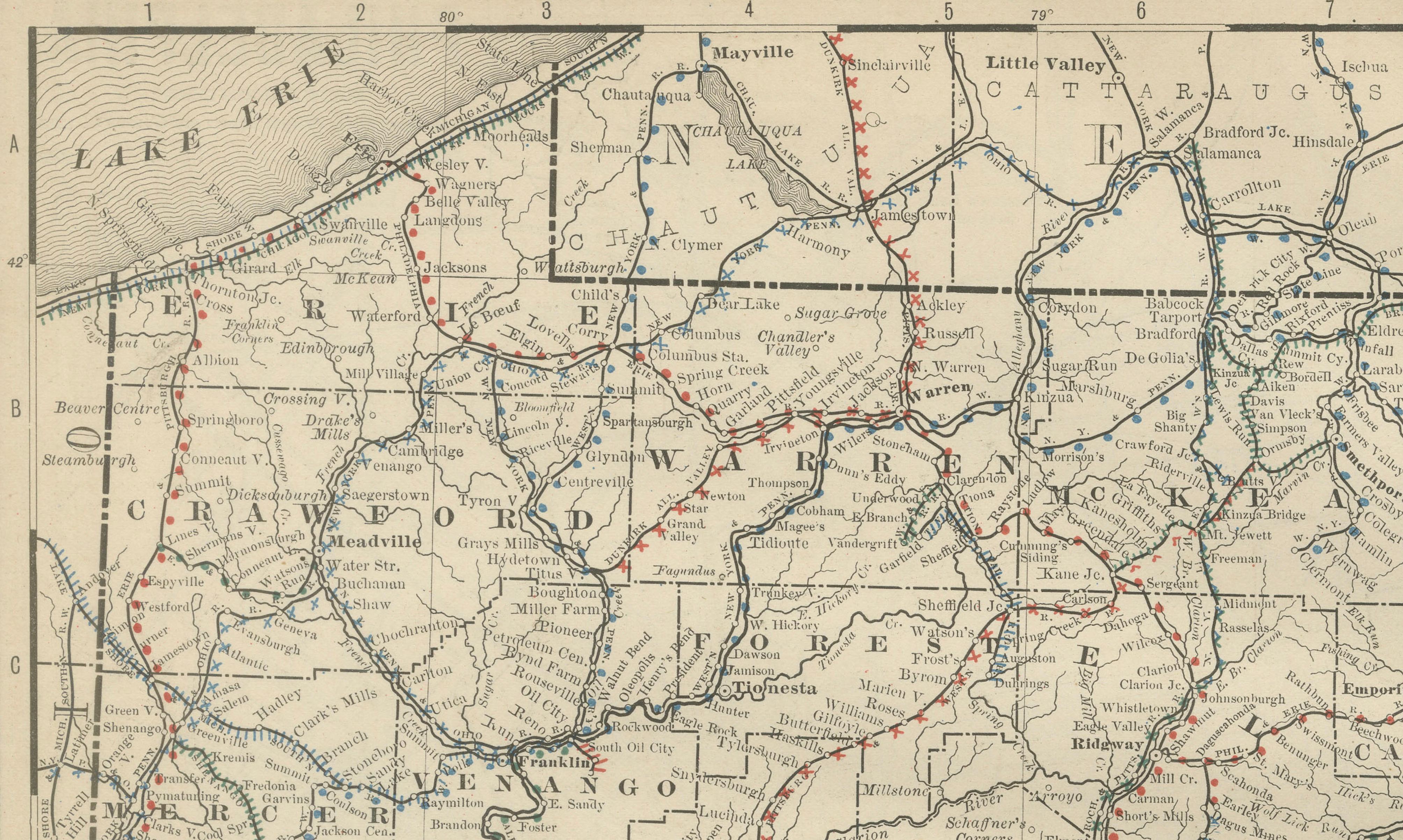 Antique Pennsylvania Map Wall Art – Railroads, Mountains & Cities, Rand McNally