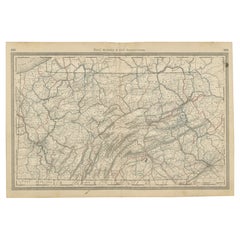 Antike Pennsylvania Karte Wandkunst - Eisenbahnen, Berge 
Städte, Rand McNally