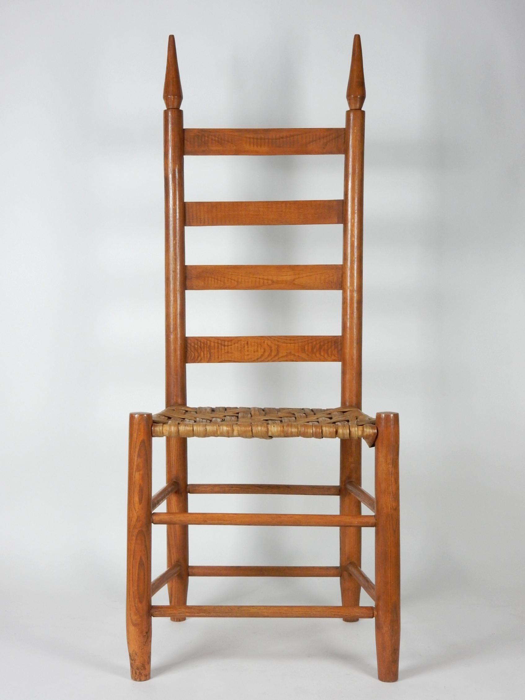 Antikes Esszimmerstuhl-Set im Pennsylvania Shaker-Stil mit hoher Leiterlehne und Binsen im Angebot 2